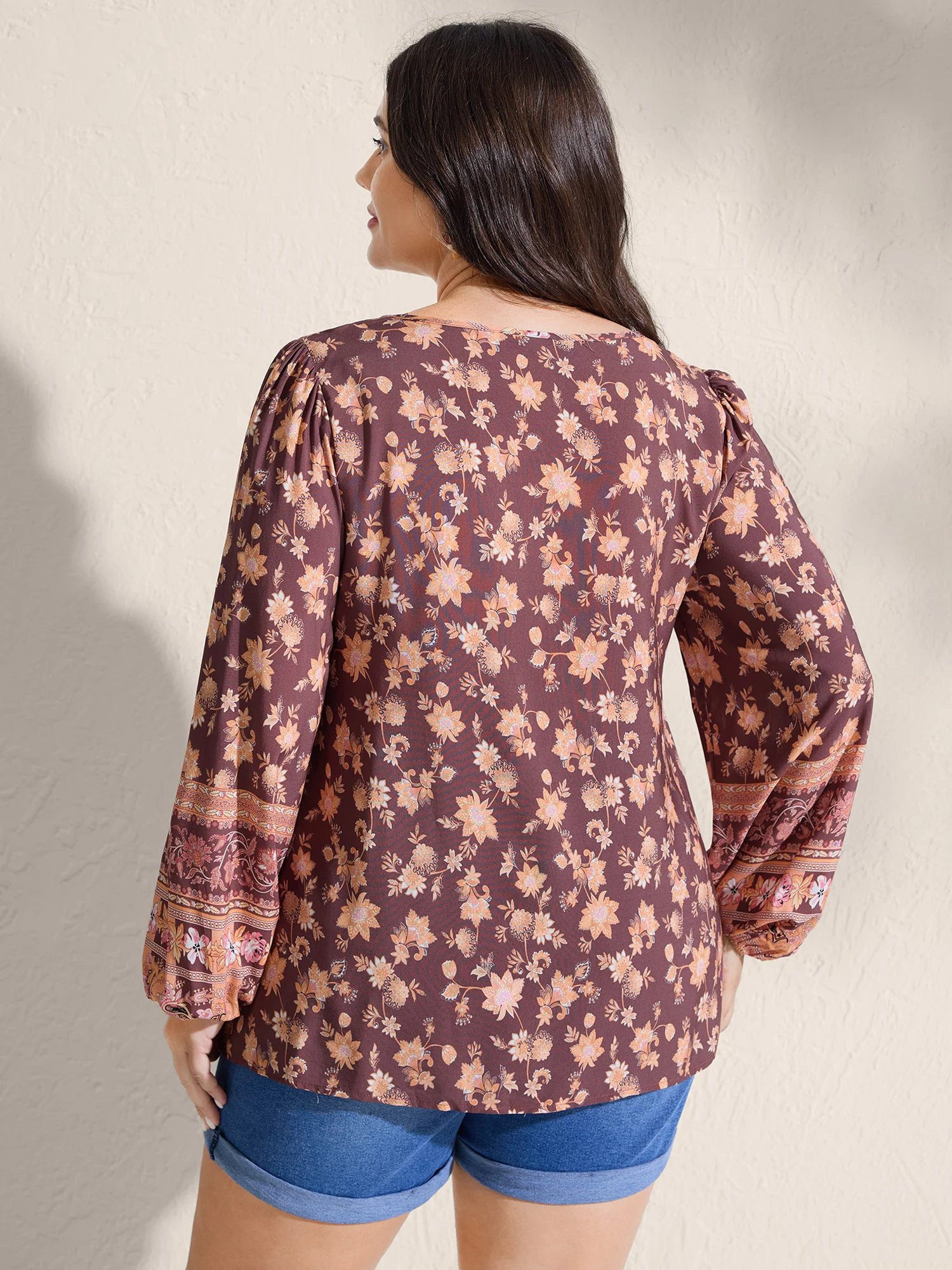 Floral Mixed Print Puffy Sleeve Blouse - Image 4