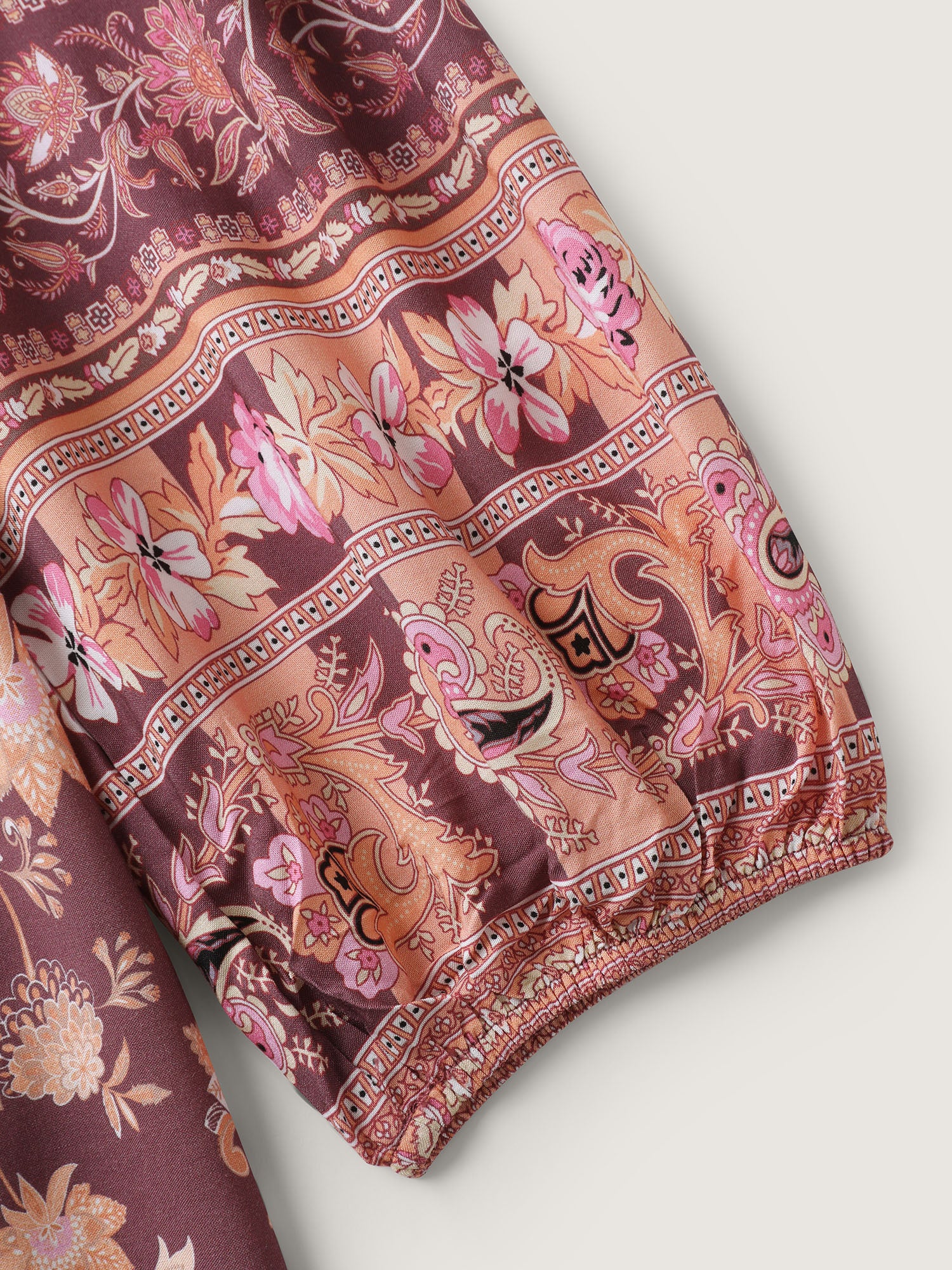 Floral Mixed Print Puffy Sleeve Blouse - Image 6