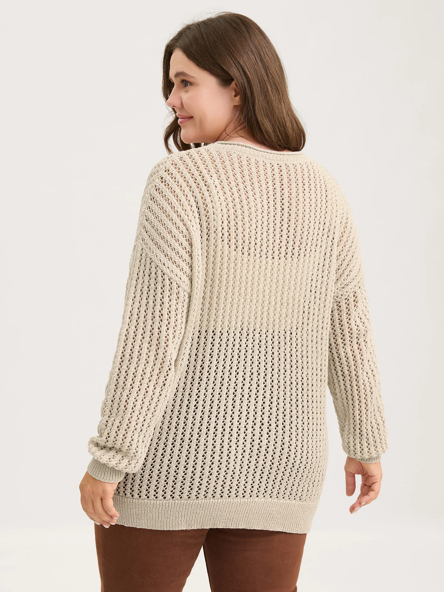 Floral Motif Cut-Out Textured Pullover - Image 4