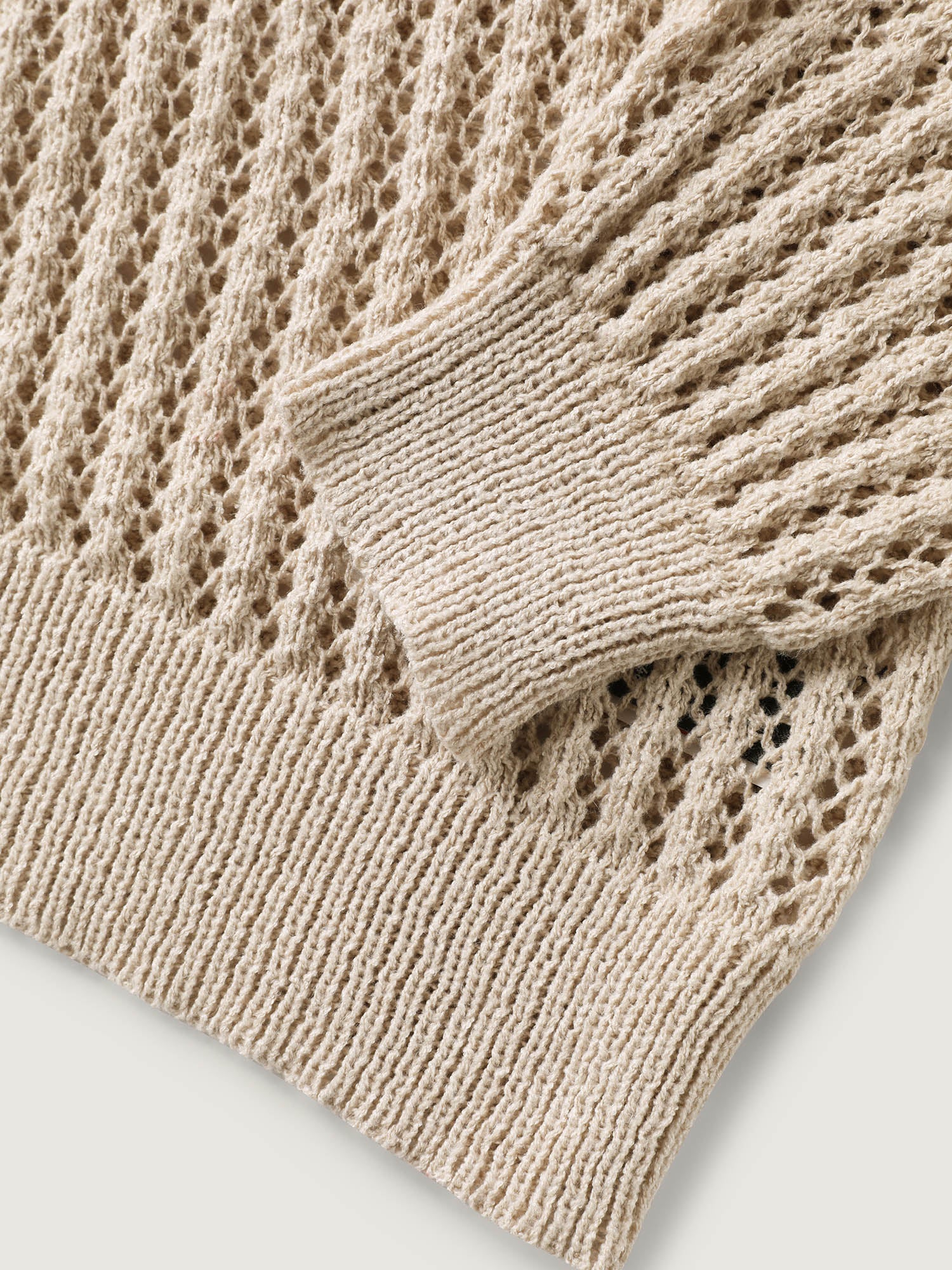Floral Motif Cut-Out Textured Pullover - Image 6