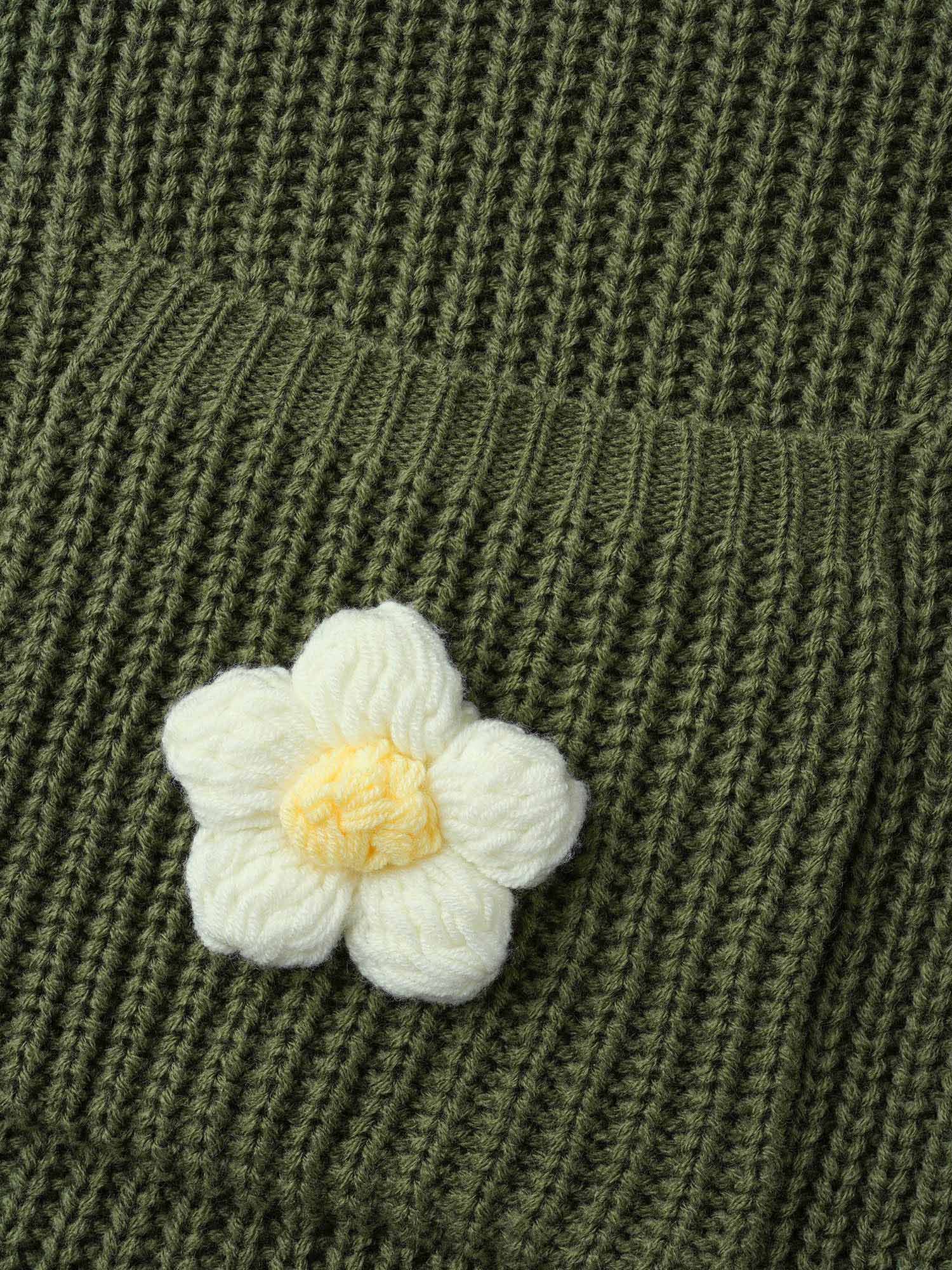 Floral Motifs V-Neck Pockets Knit Cardigan - Image 6