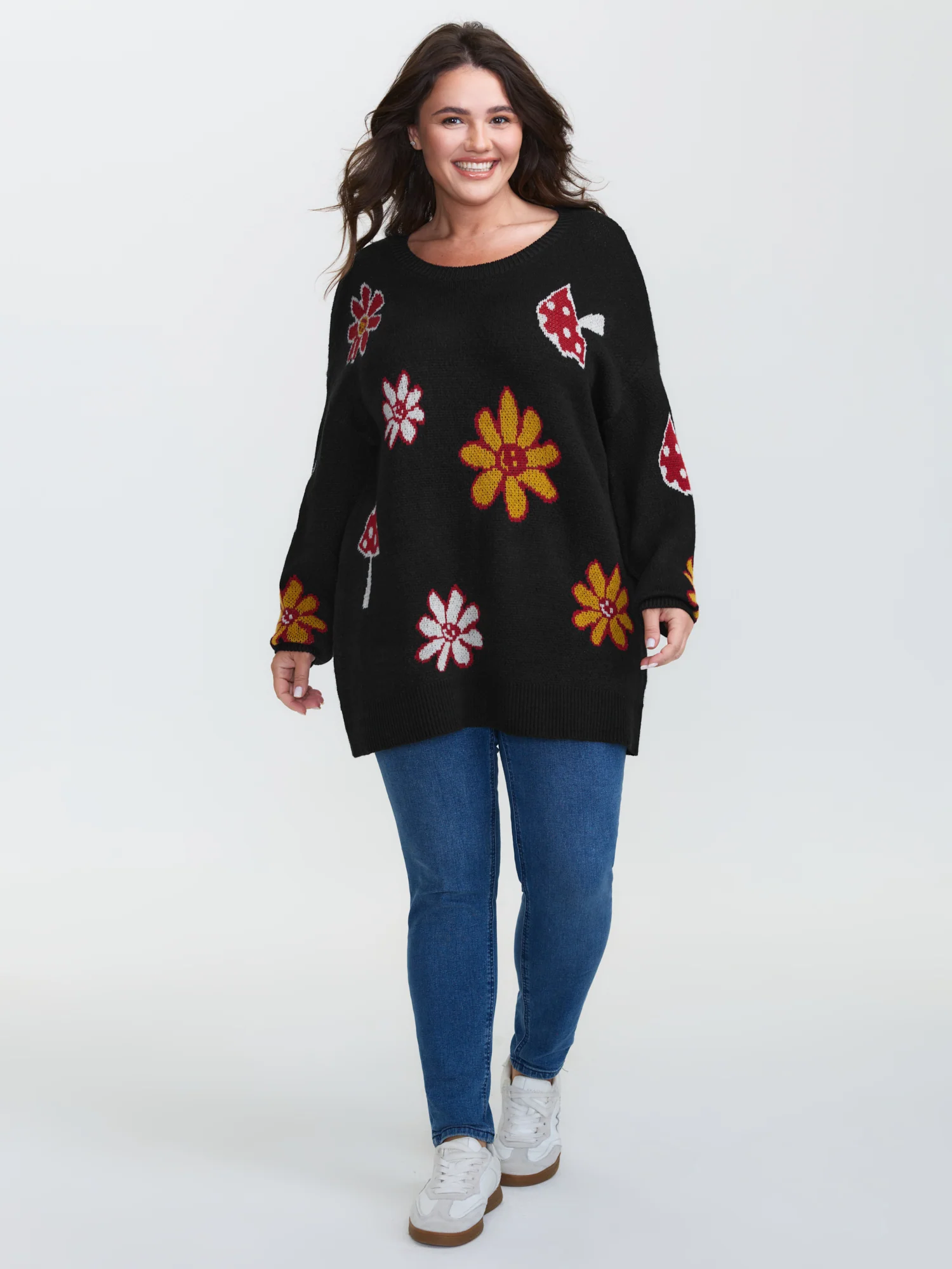 Floral Mushroom Print Jacquard Pullover - Image 3