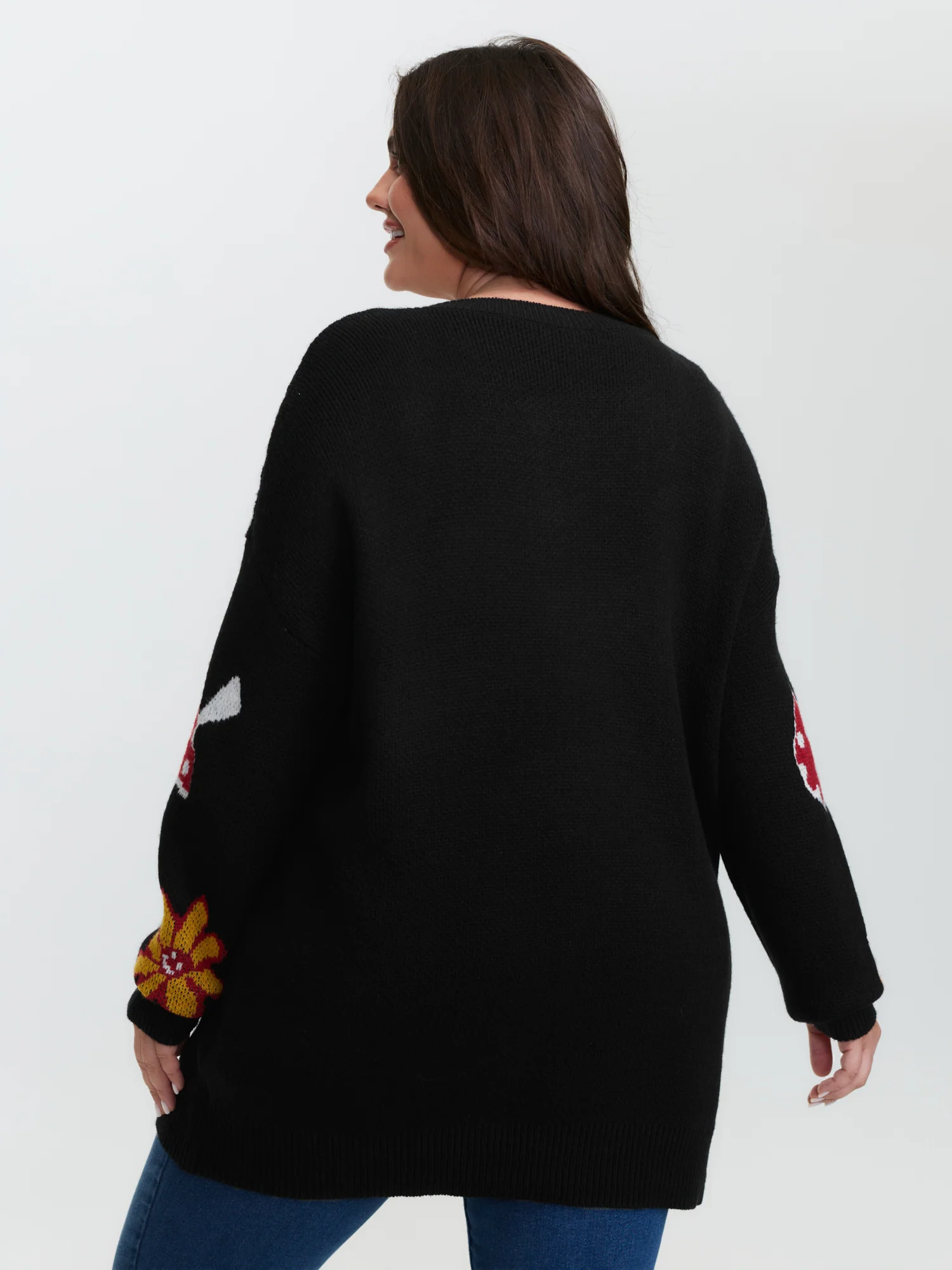 Floral Mushroom Print Jacquard Pullover - Image 4