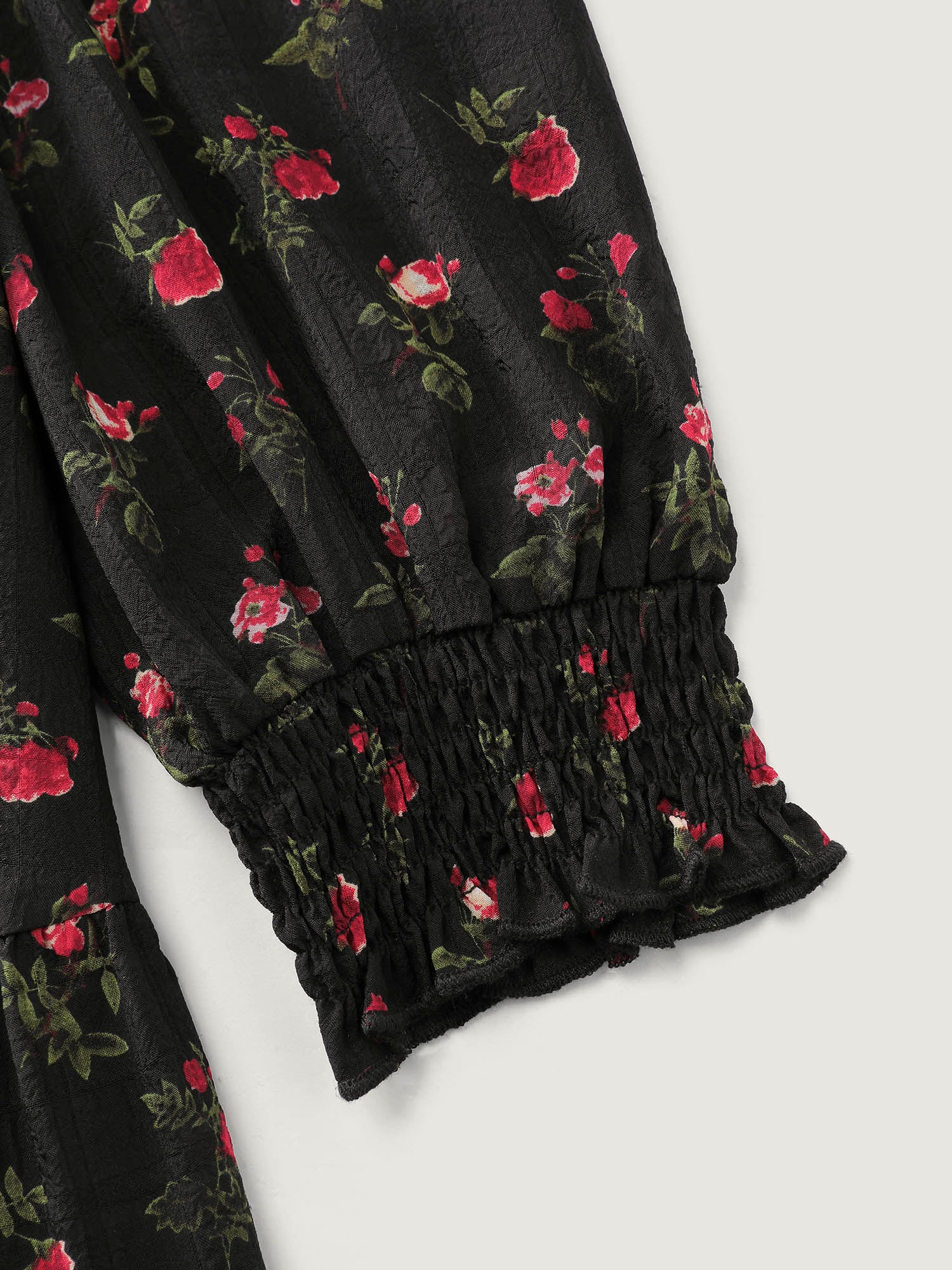 Floral Neck Cut-Out Shirred Maxi Dress - Image 6