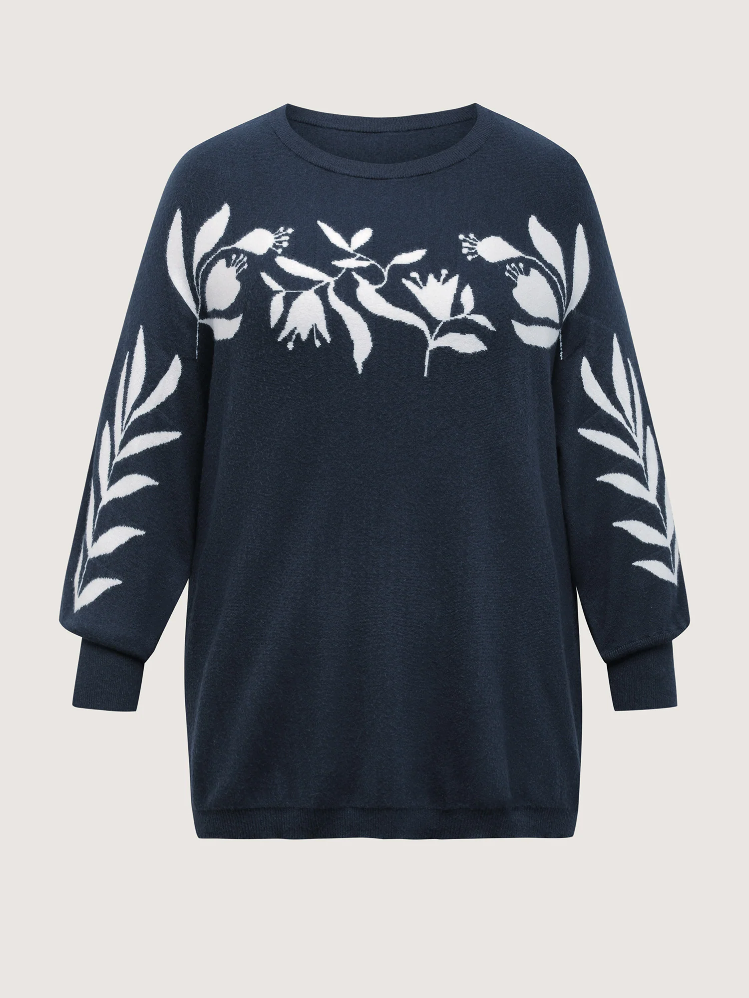 Floral Neckline Dolman Sleeve Pullover - Image 7