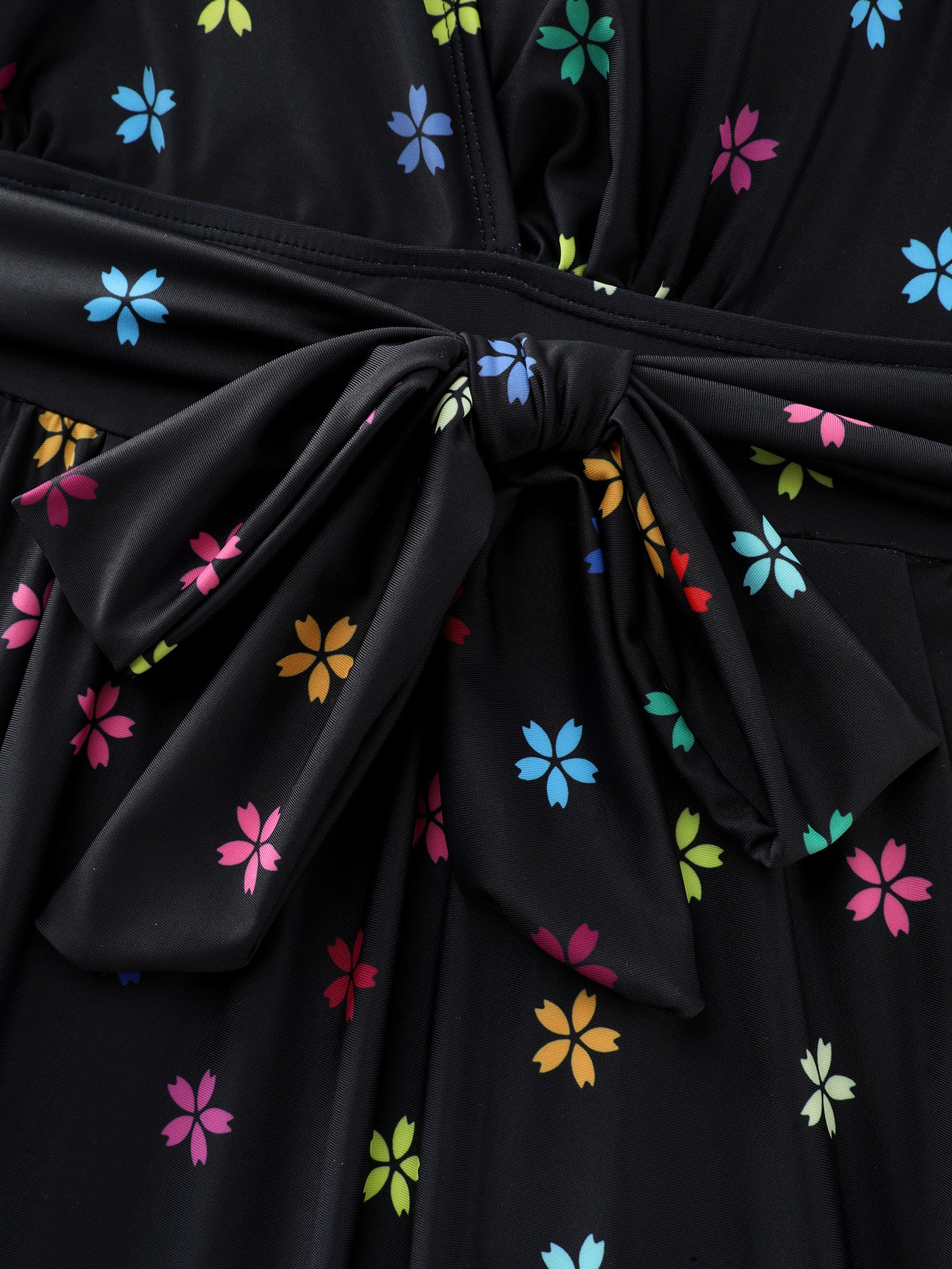 Floral Non-Removable Belt One-Piece Swimsuit - Image 7