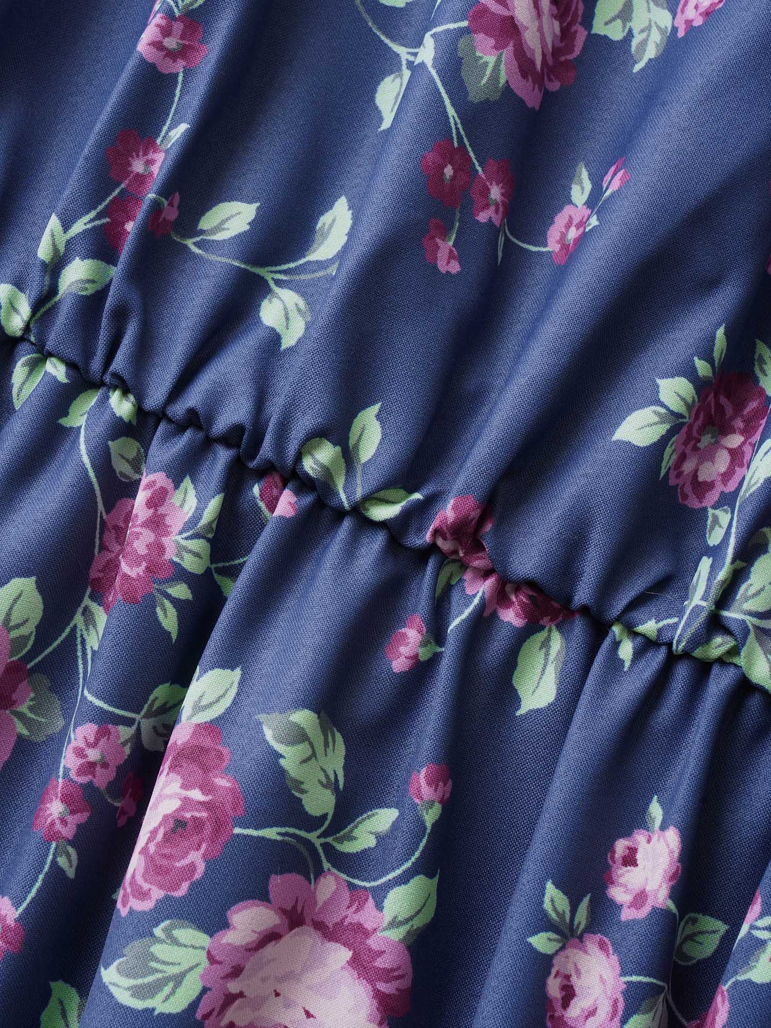 Floral Off Shoulder Belted Frill Trim Dress - Image 5