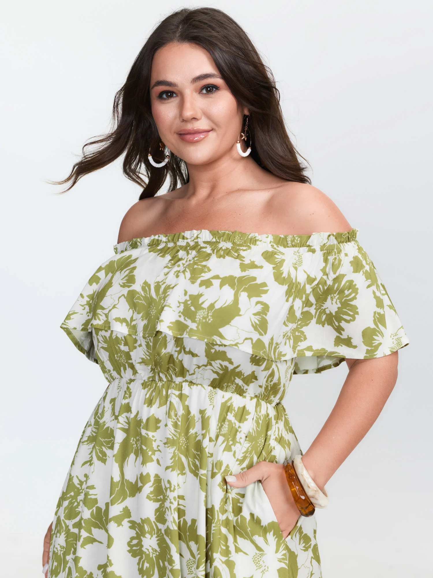 Floral Off-Shoulder Flowy Maxi Dress - Image 2