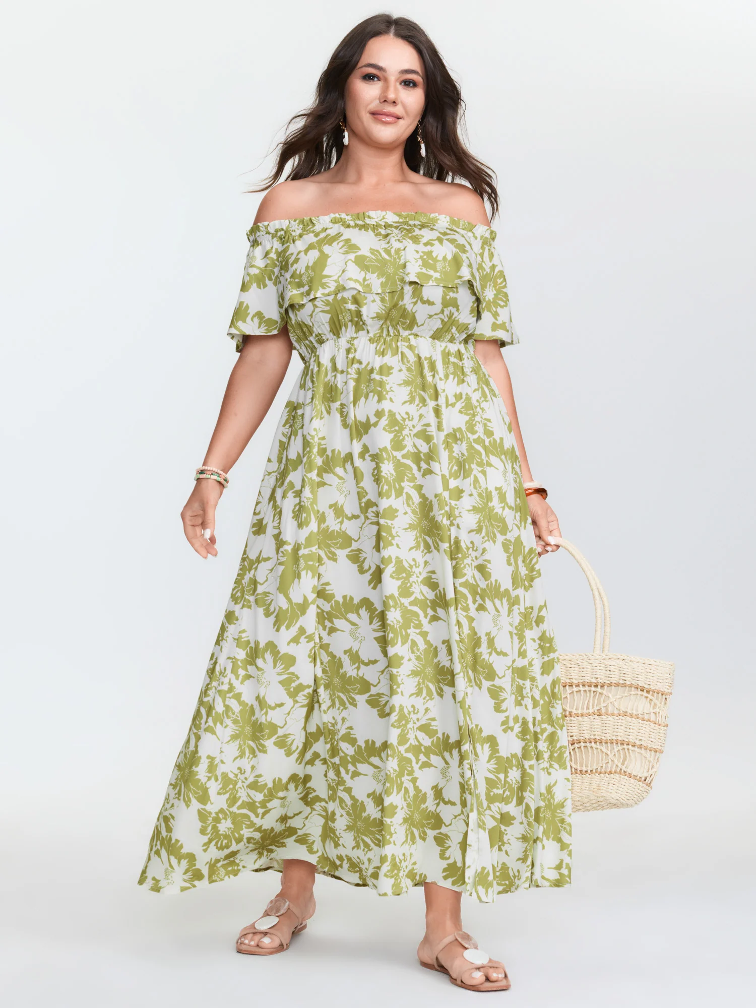 Floral Off-Shoulder Flowy Maxi Dress - Image 3
