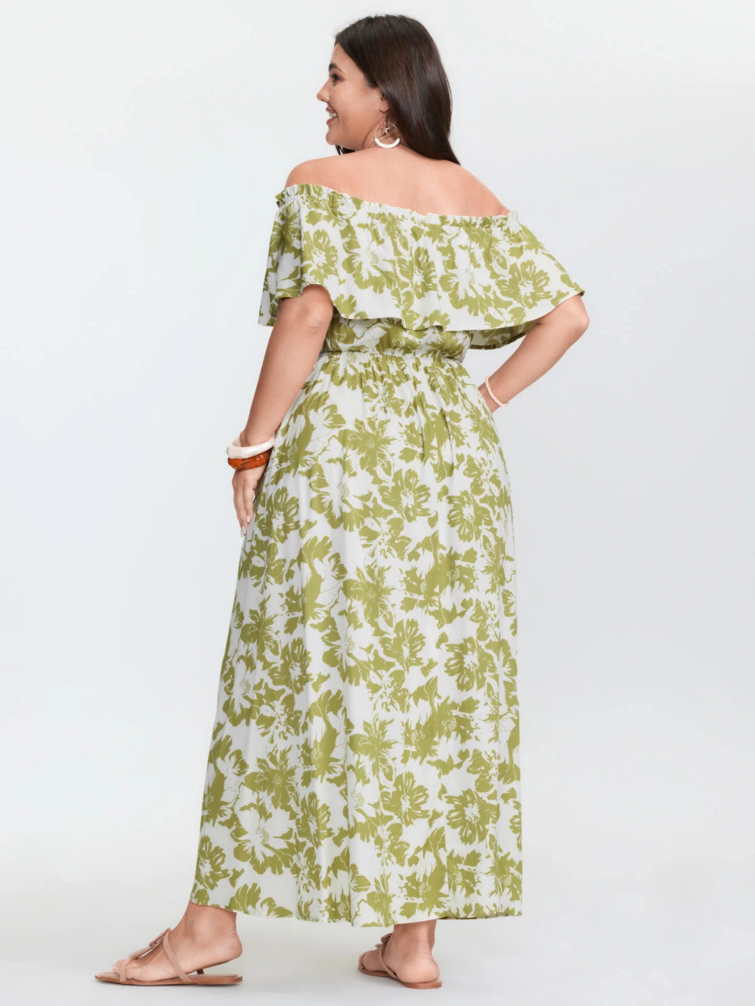 Floral Off-Shoulder Flowy Maxi Dress - Image 4