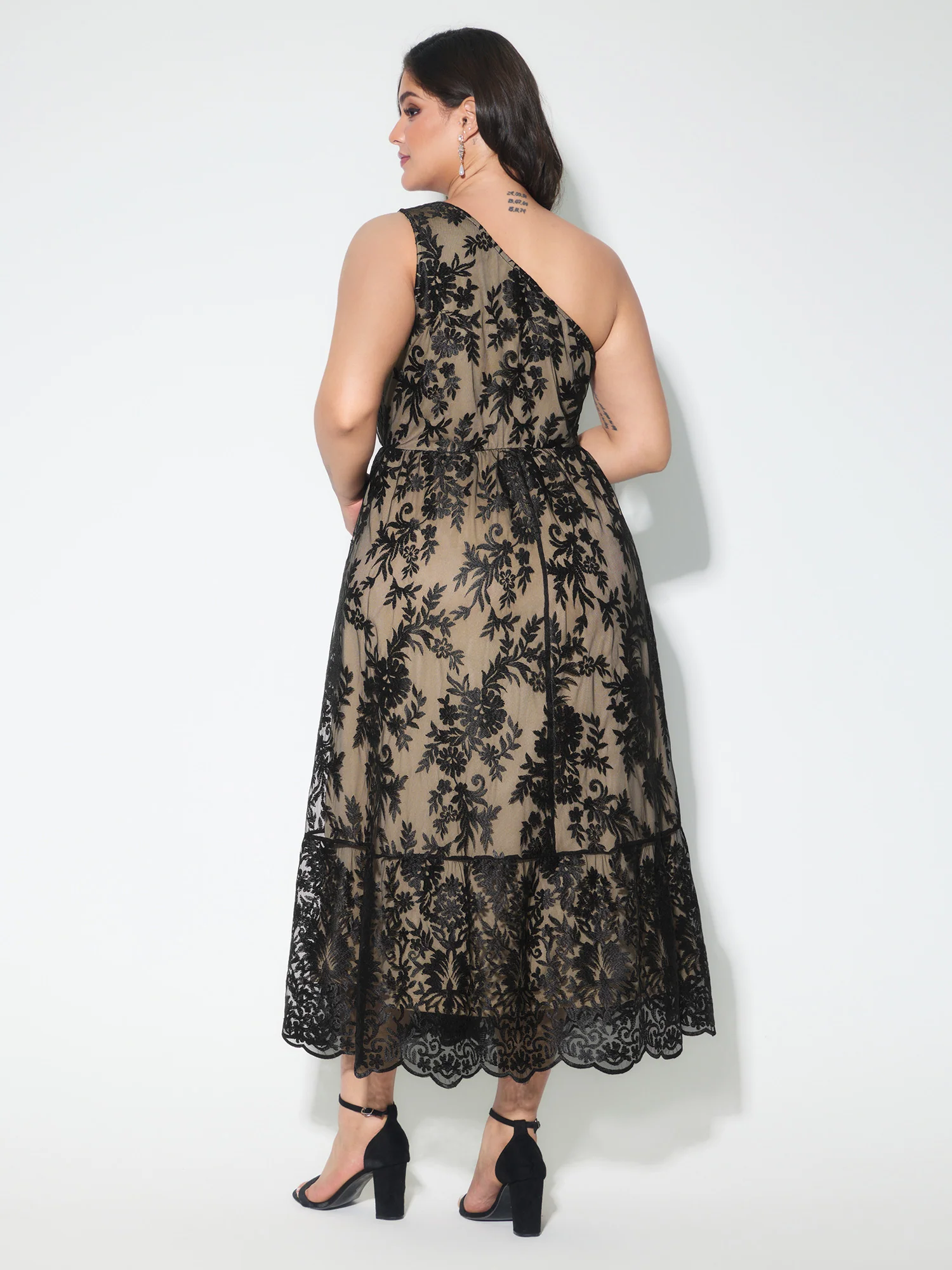 Floral One-Shoulder Waist-Defining Maxi Dress - Image 5