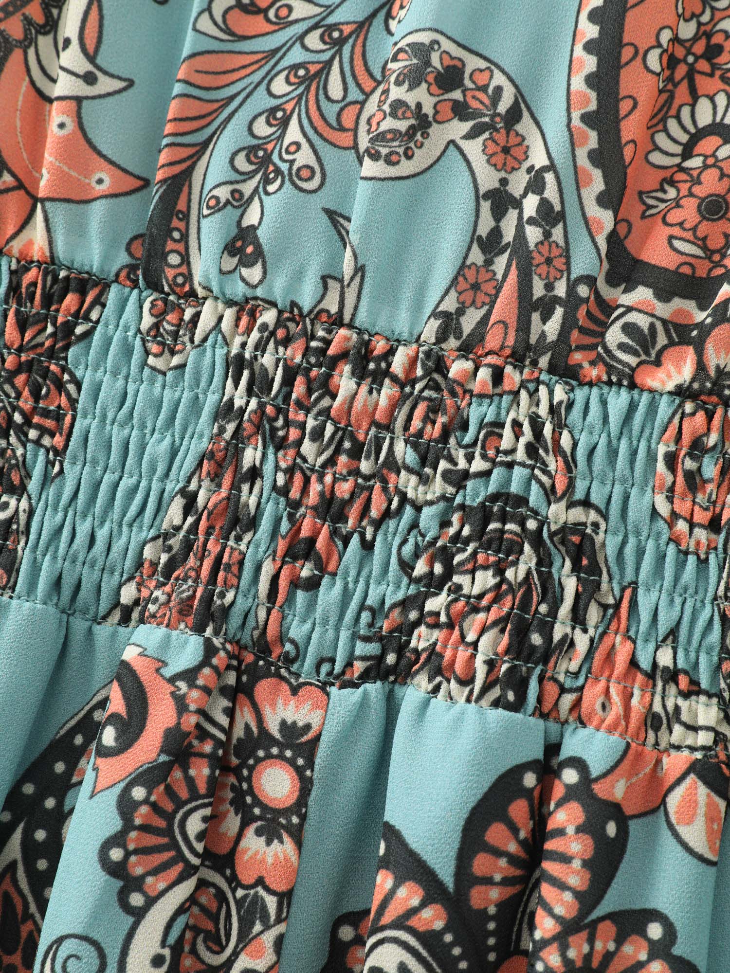 Floral Paisley Print High Low Hem Midi Dress - Image 5