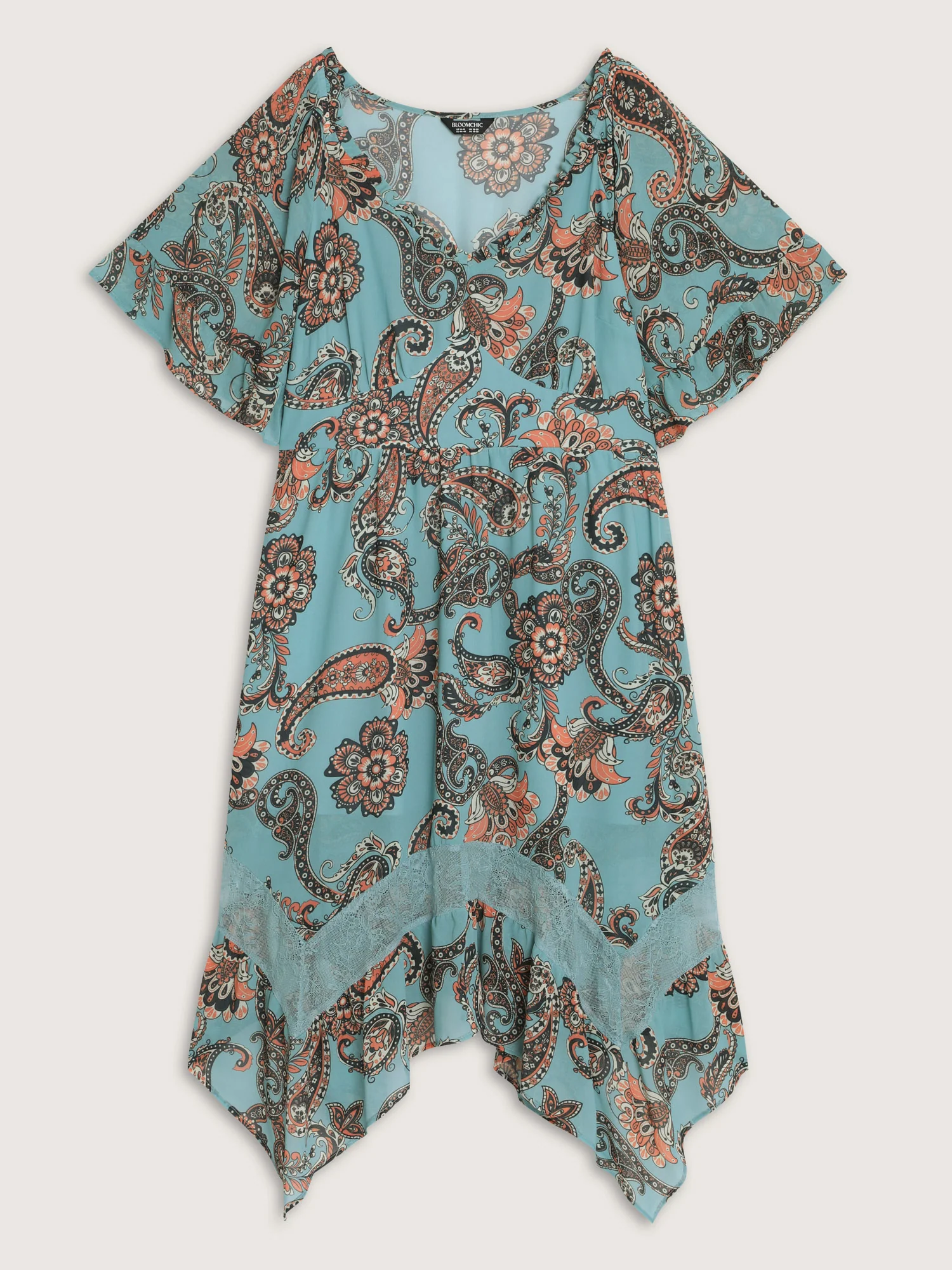 Floral Paisley Print High Low Hem Midi Dress - Image 7