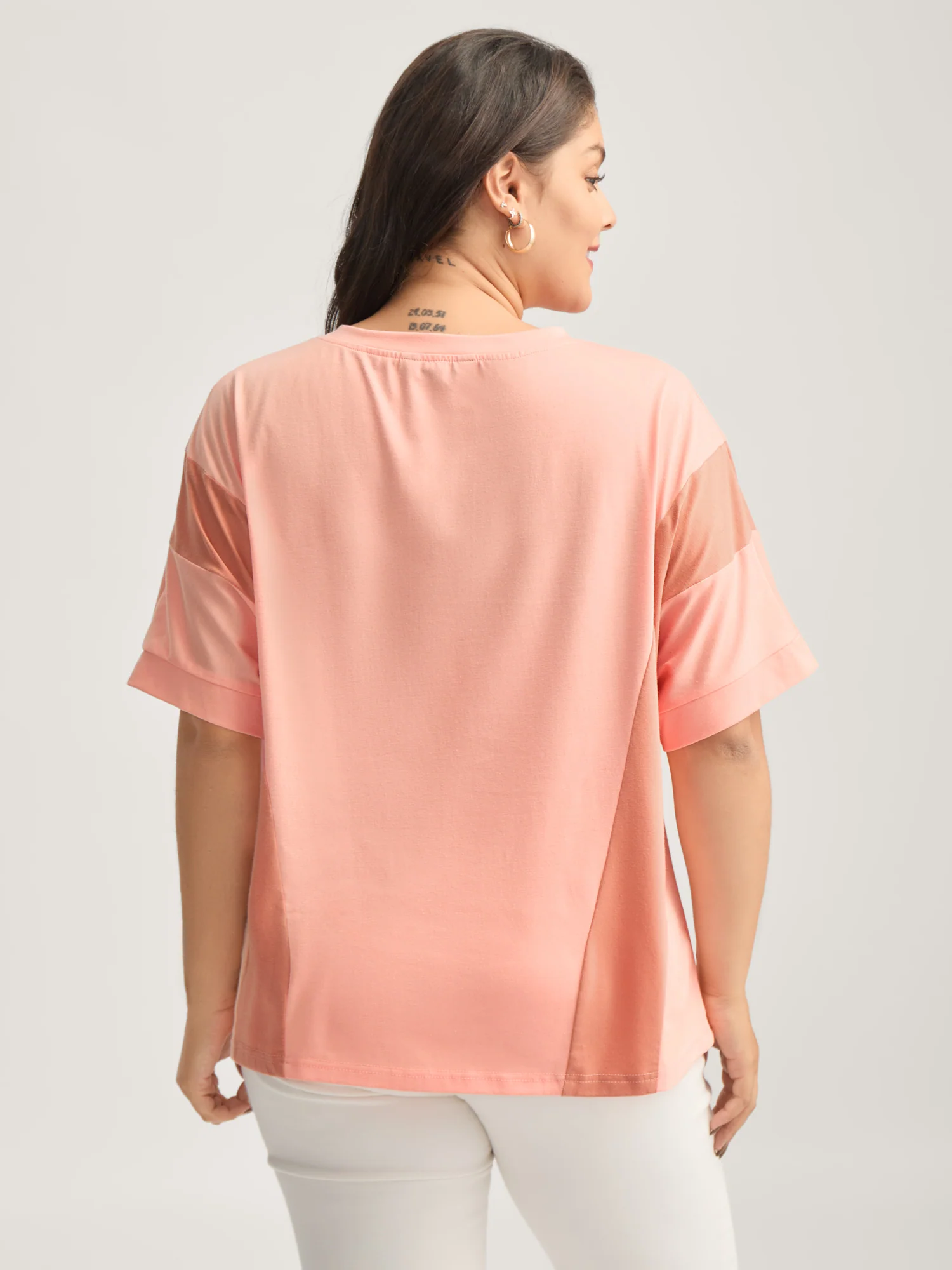 Floral Patchwork Embroidery Color Block T-Shirt - Image 4