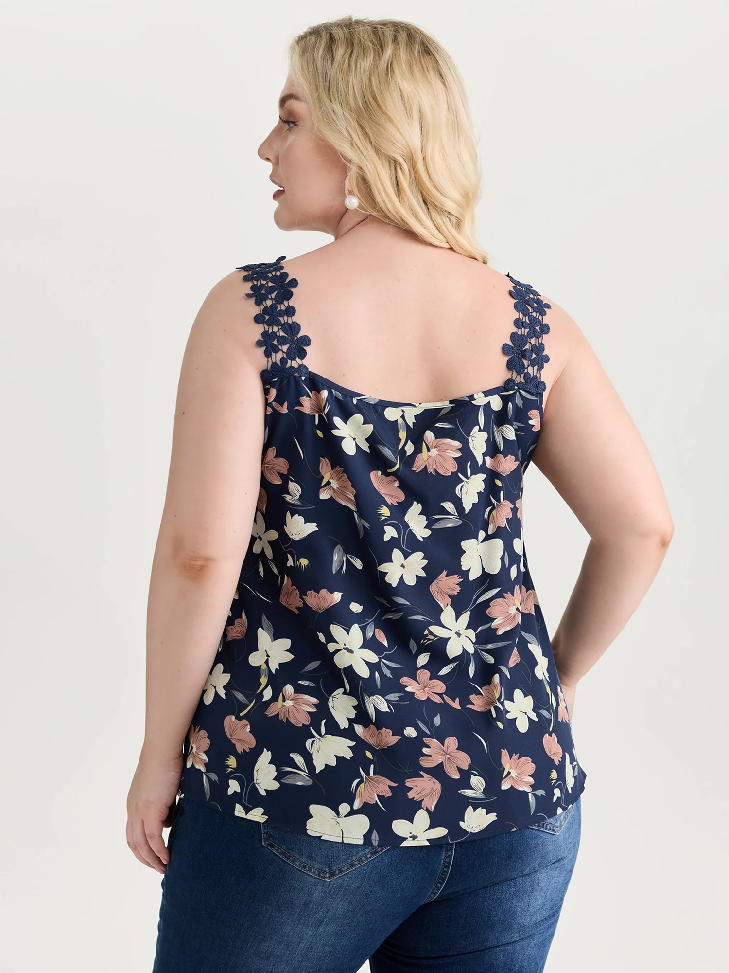 Floral Patchwork Lace Straps Tank Top - Image 4