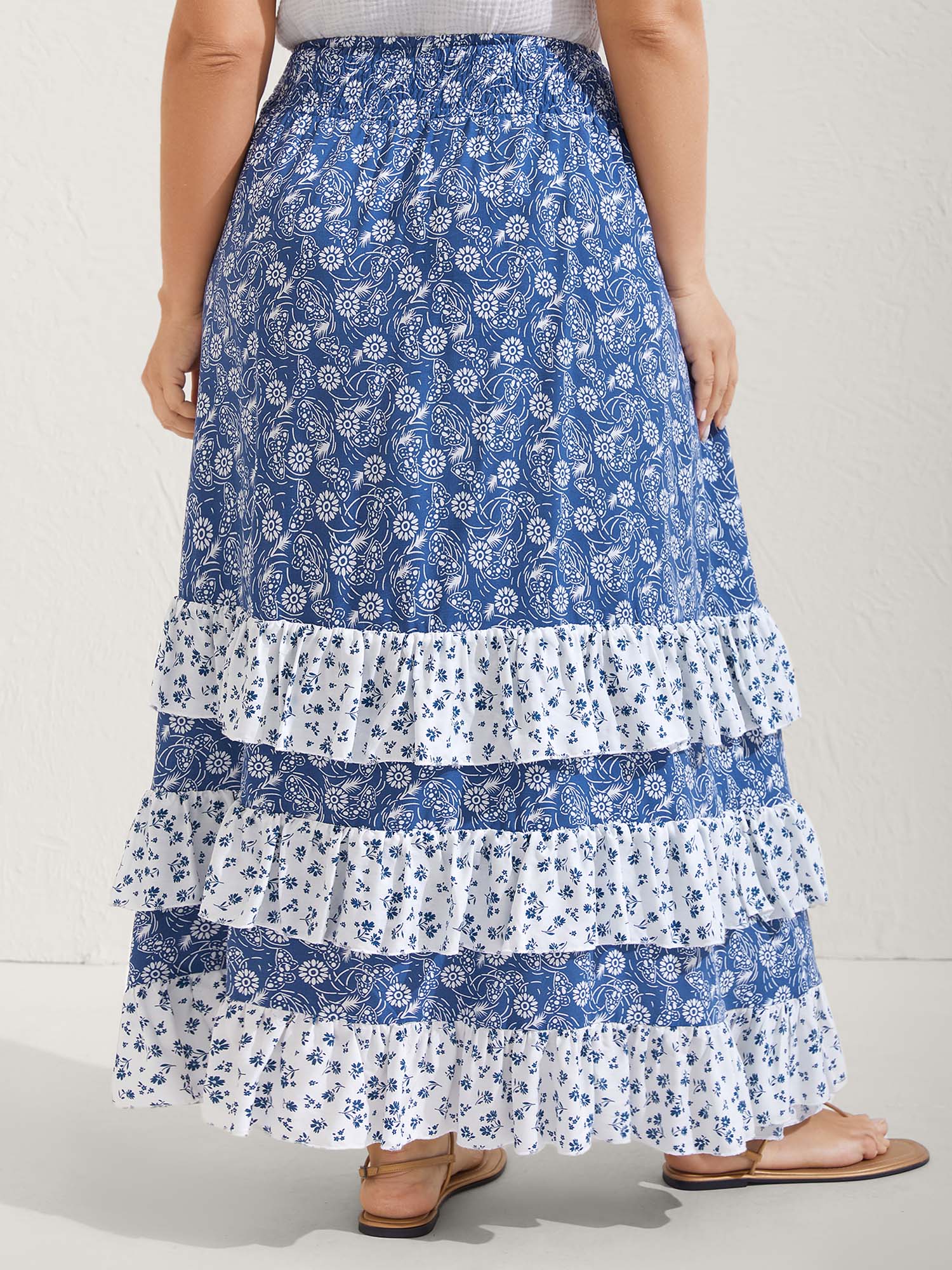 Floral Patchwork Tiered Maxi Skirt - Image 4