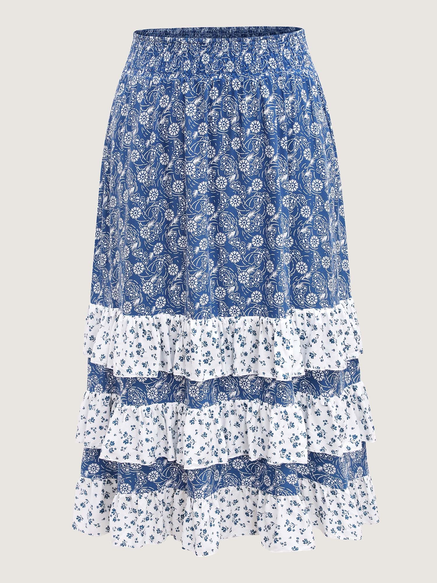 Floral Patchwork Tiered Maxi Skirt - Image 7