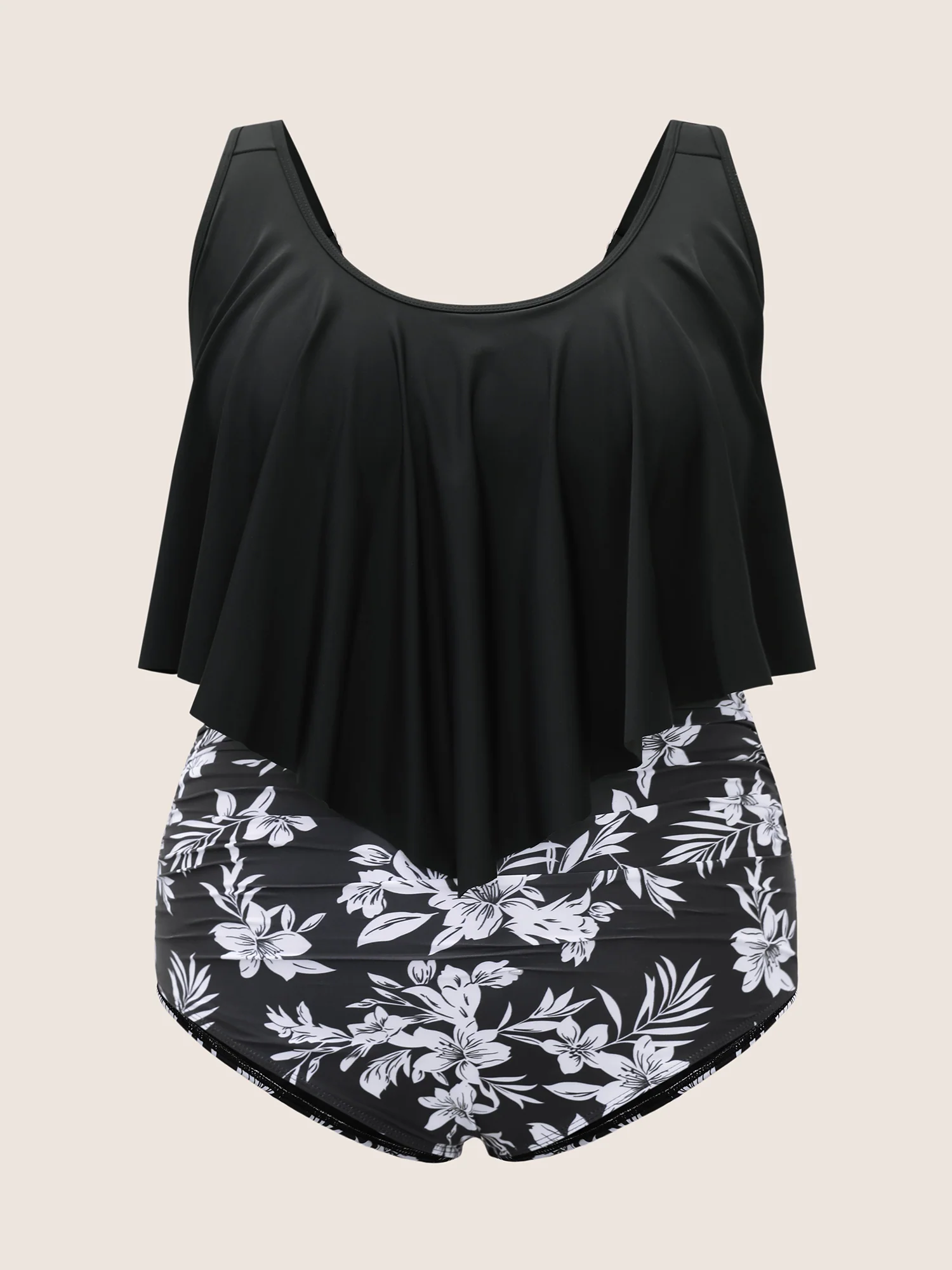 Floral Patchwork Tiered Ruffles One Piece Swimsuit - Image 6