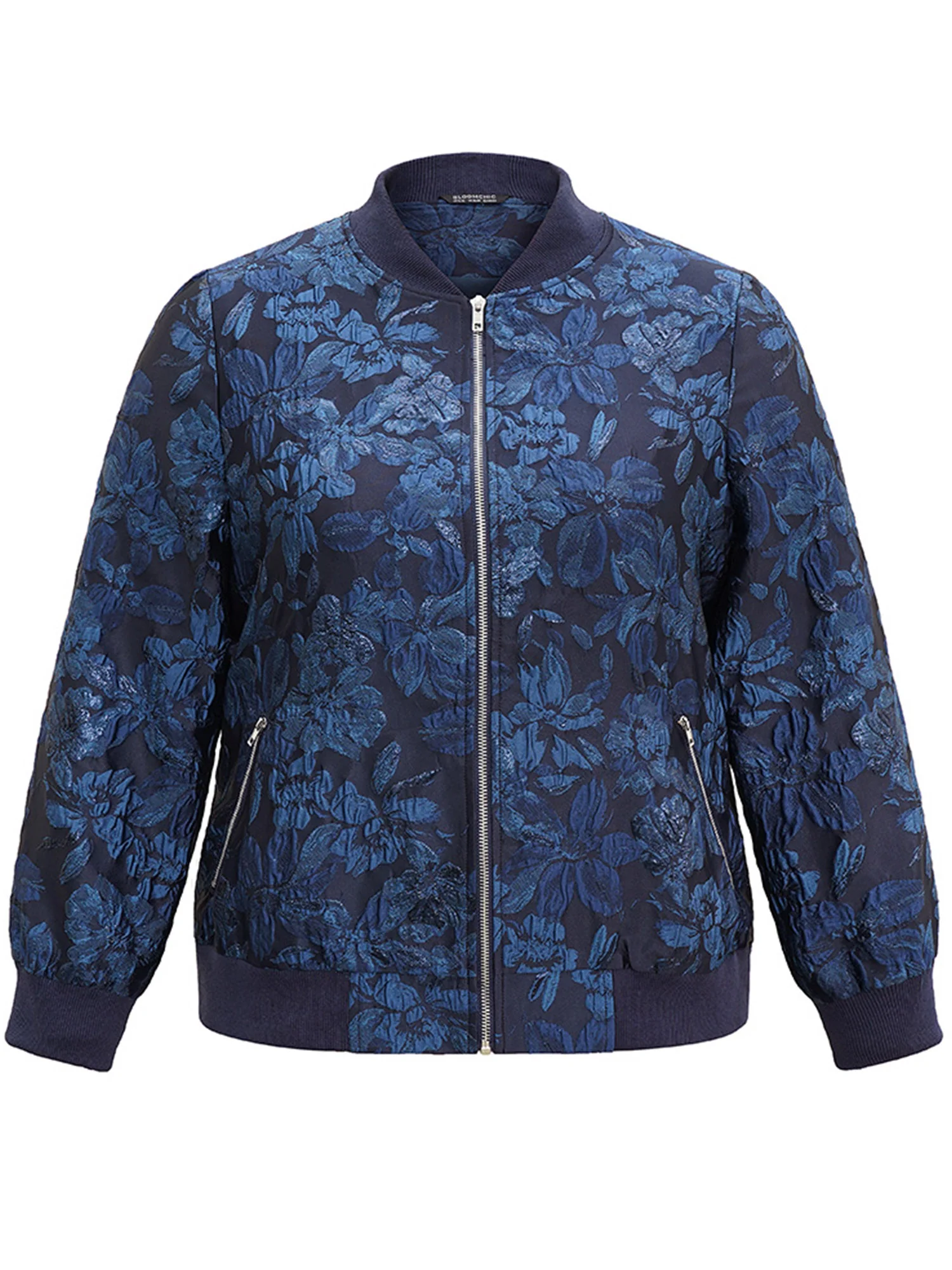 Floral Patchwork Zipper Jacquard Jacket - Image 6