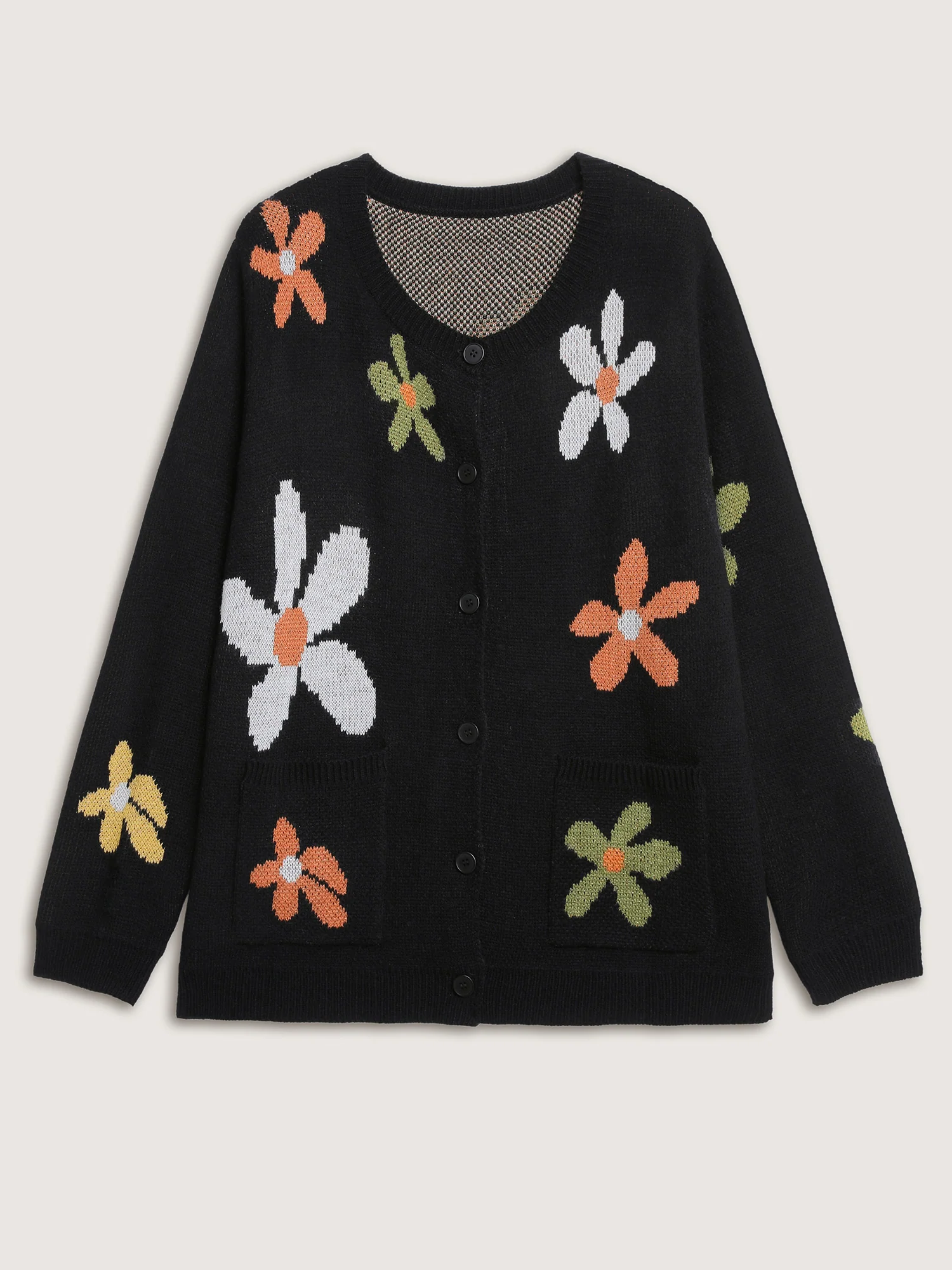 Floral Pattern Button-Down Knit Cardigan - Image 8