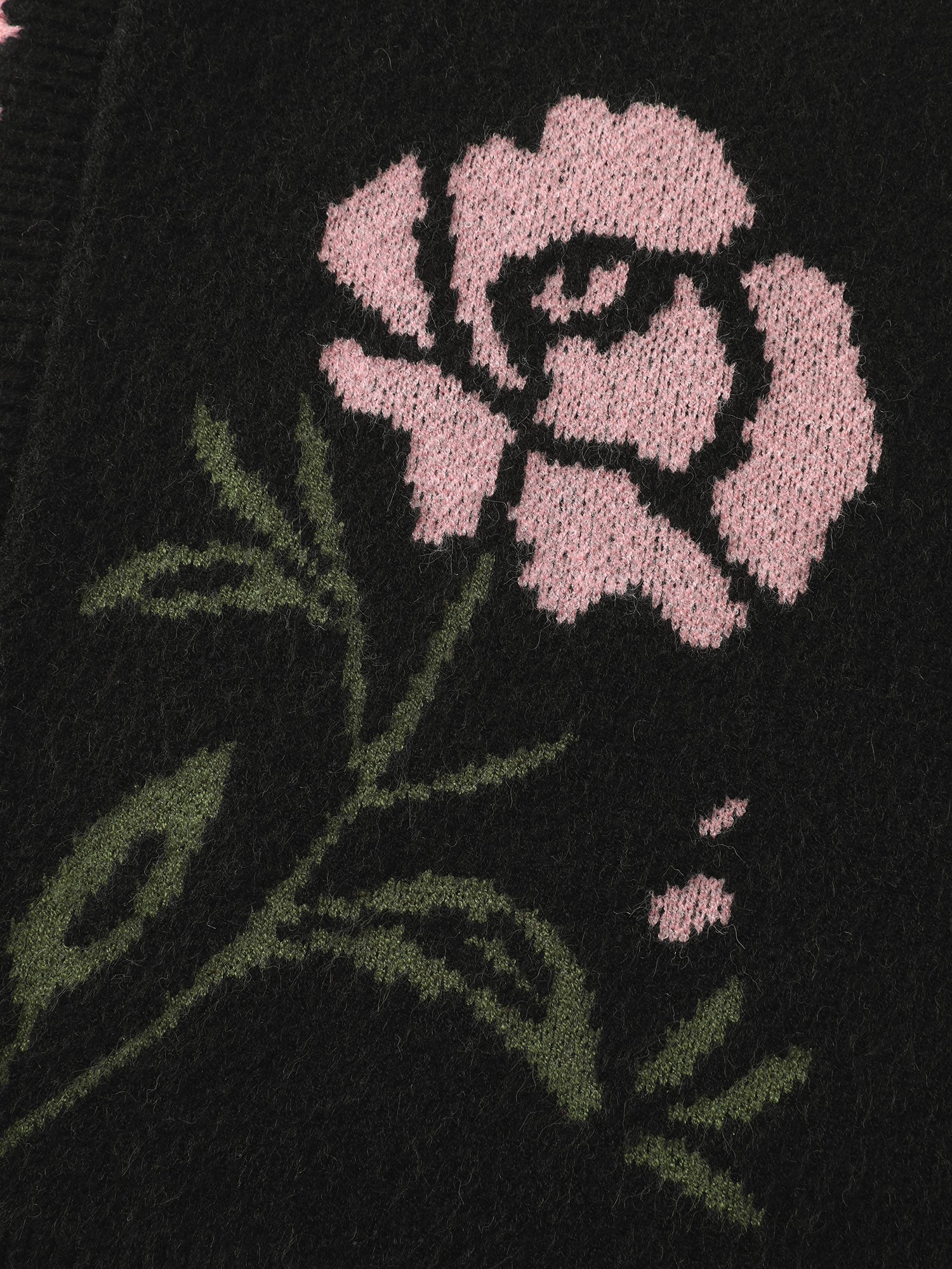 Floral Pattern Jacquard Wavy Edge Knit Cardigan - Image 6