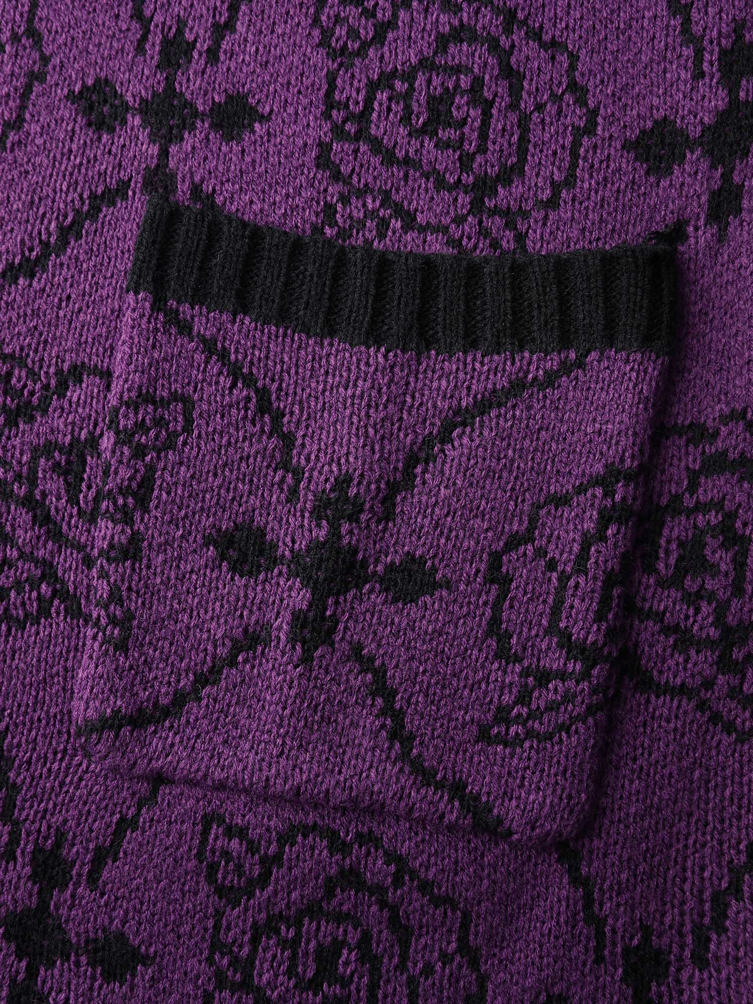 Floral Pattern Scalloped Collar Knit Cardigan - Image 6