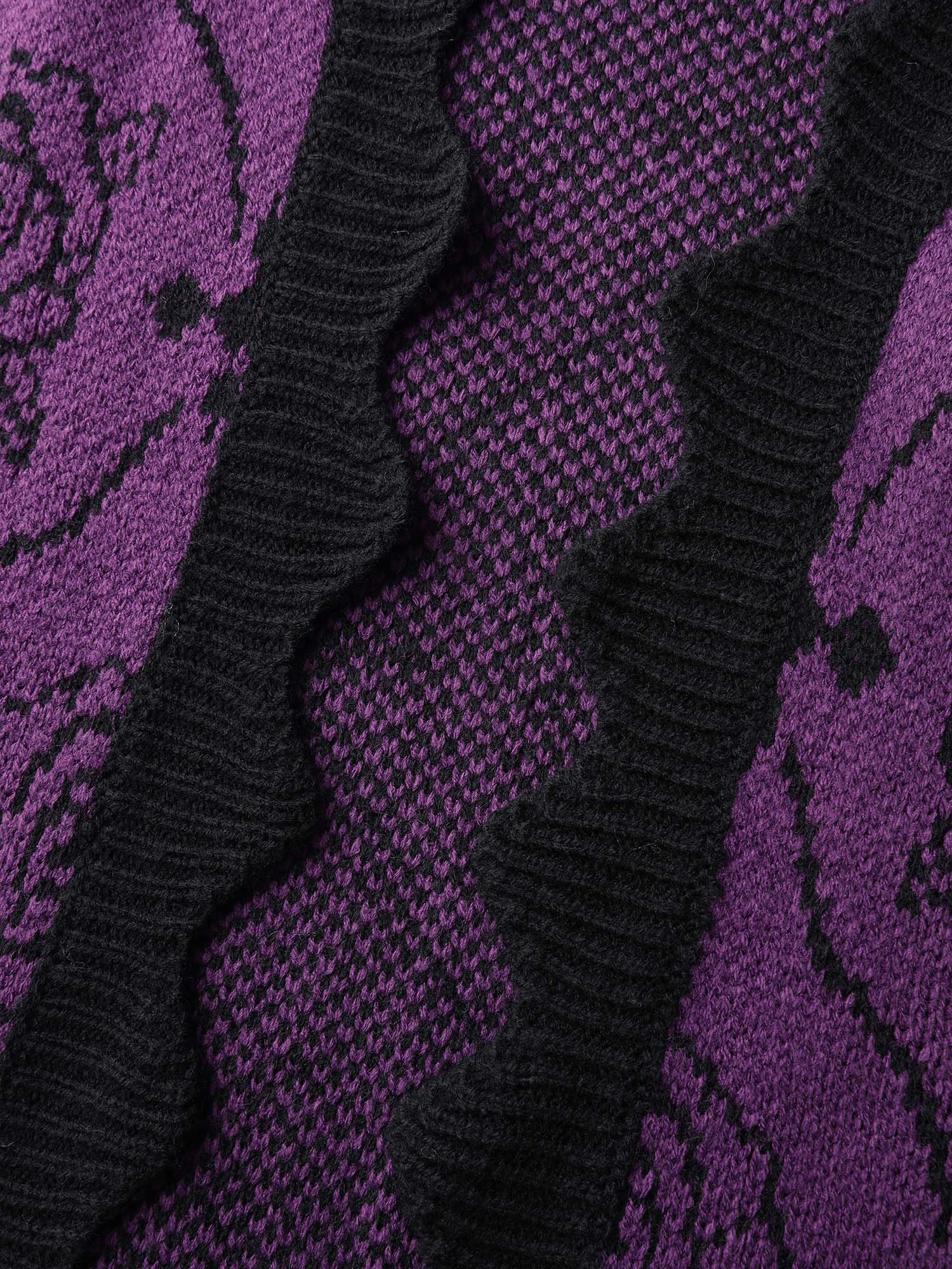 Floral Pattern Scalloped Collar Knit Cardigan - Image 7