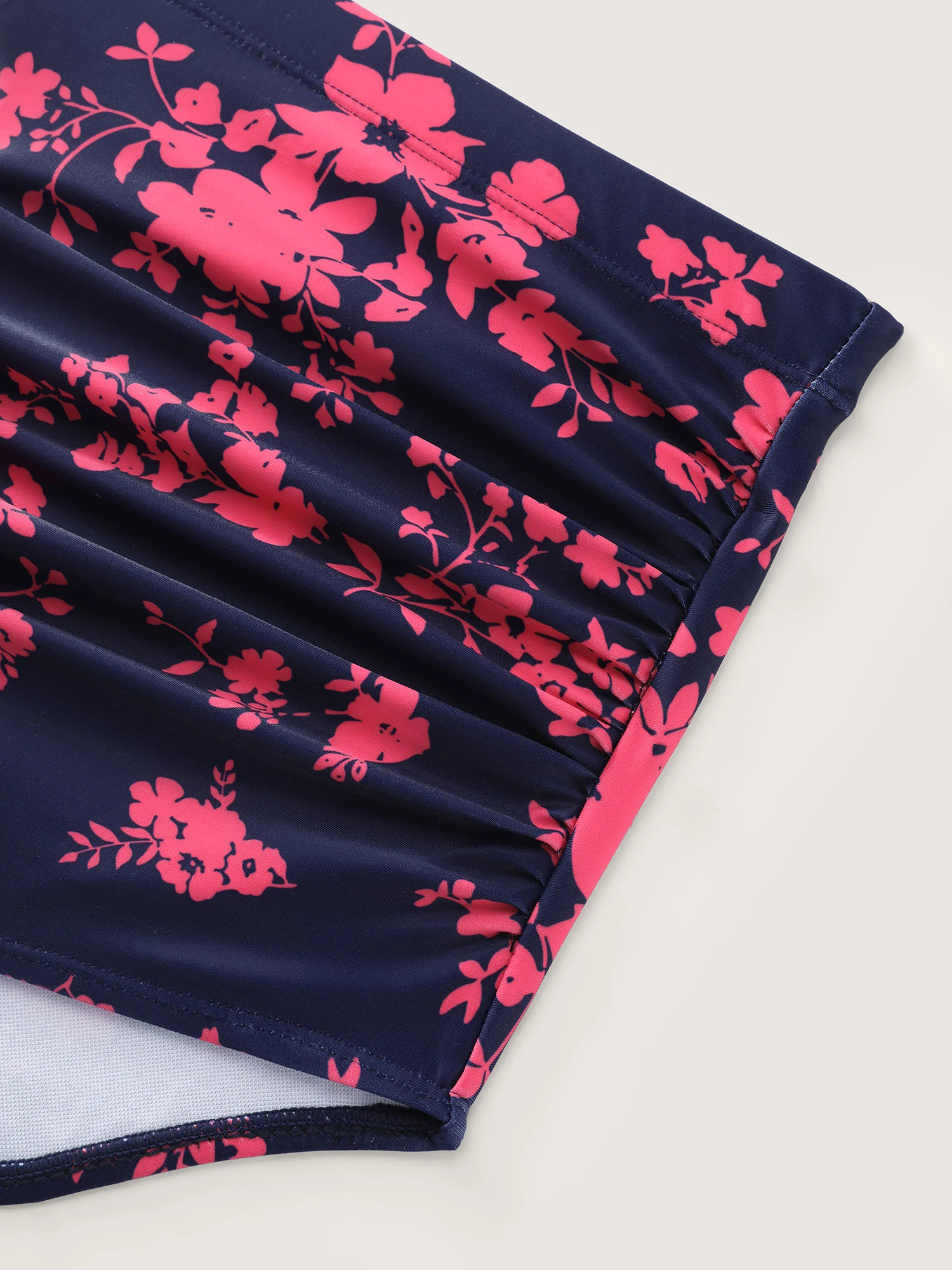 Floral Pattern Shrinkage Pleats Swim Bottoms - Image 6