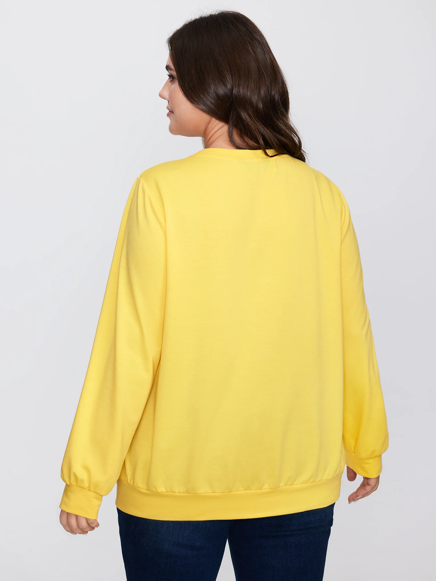 Floral Pattern Stretchy Hem Sweatshirt - Image 4