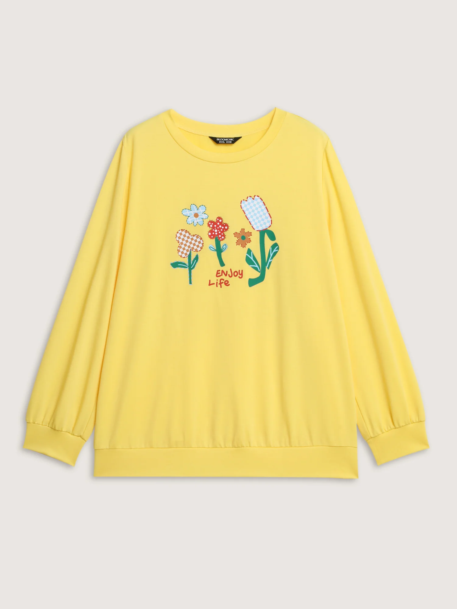 Floral Pattern Stretchy Hem Sweatshirt - Image 7