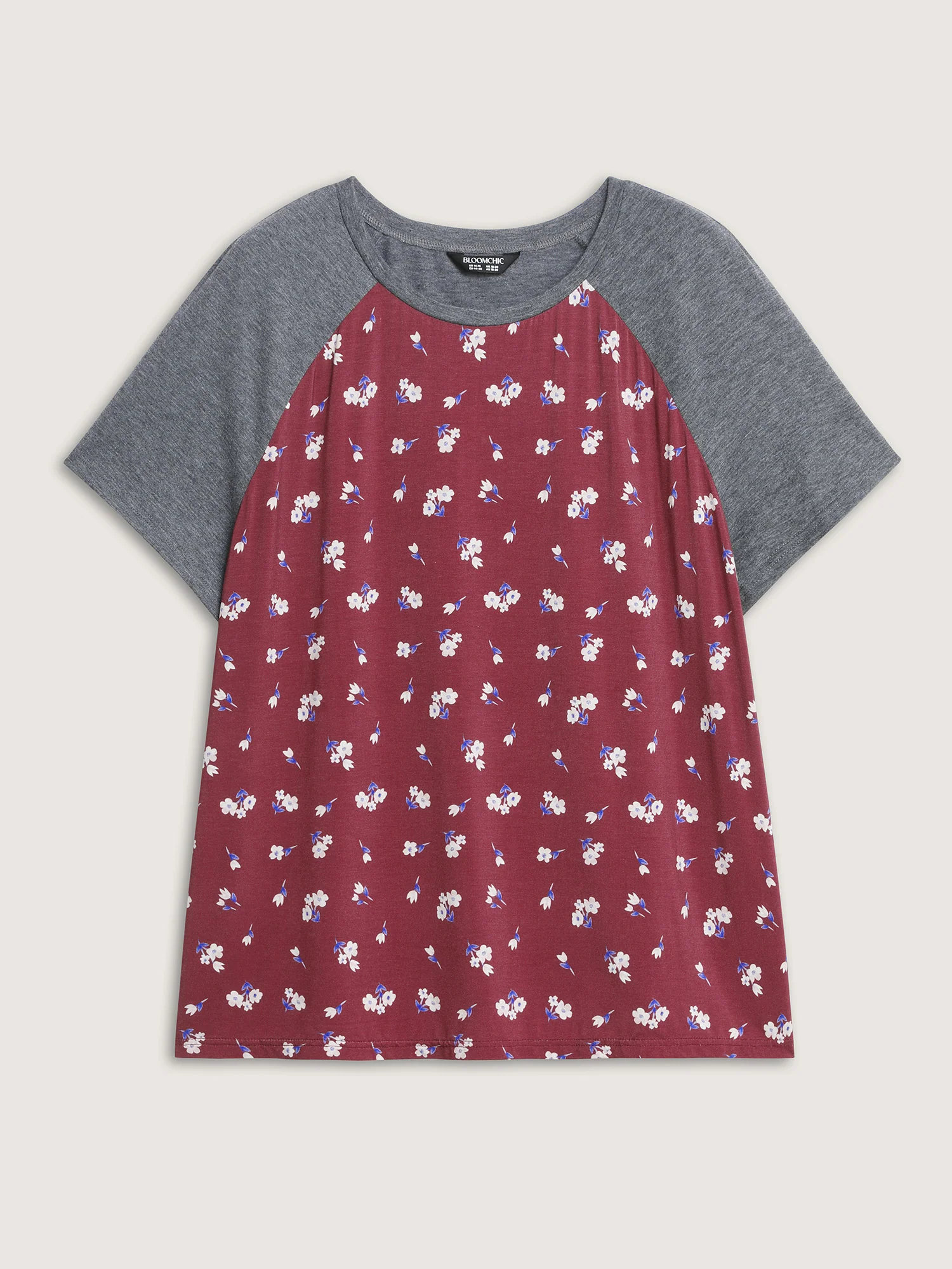 Floral Pattern Stretchy Split Hem T-Shirt - Image 7