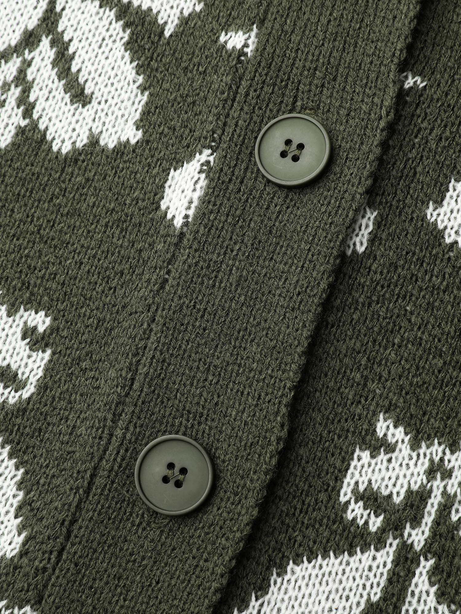 Floral Pattern V-Neck Knit Cardigan - Image 5