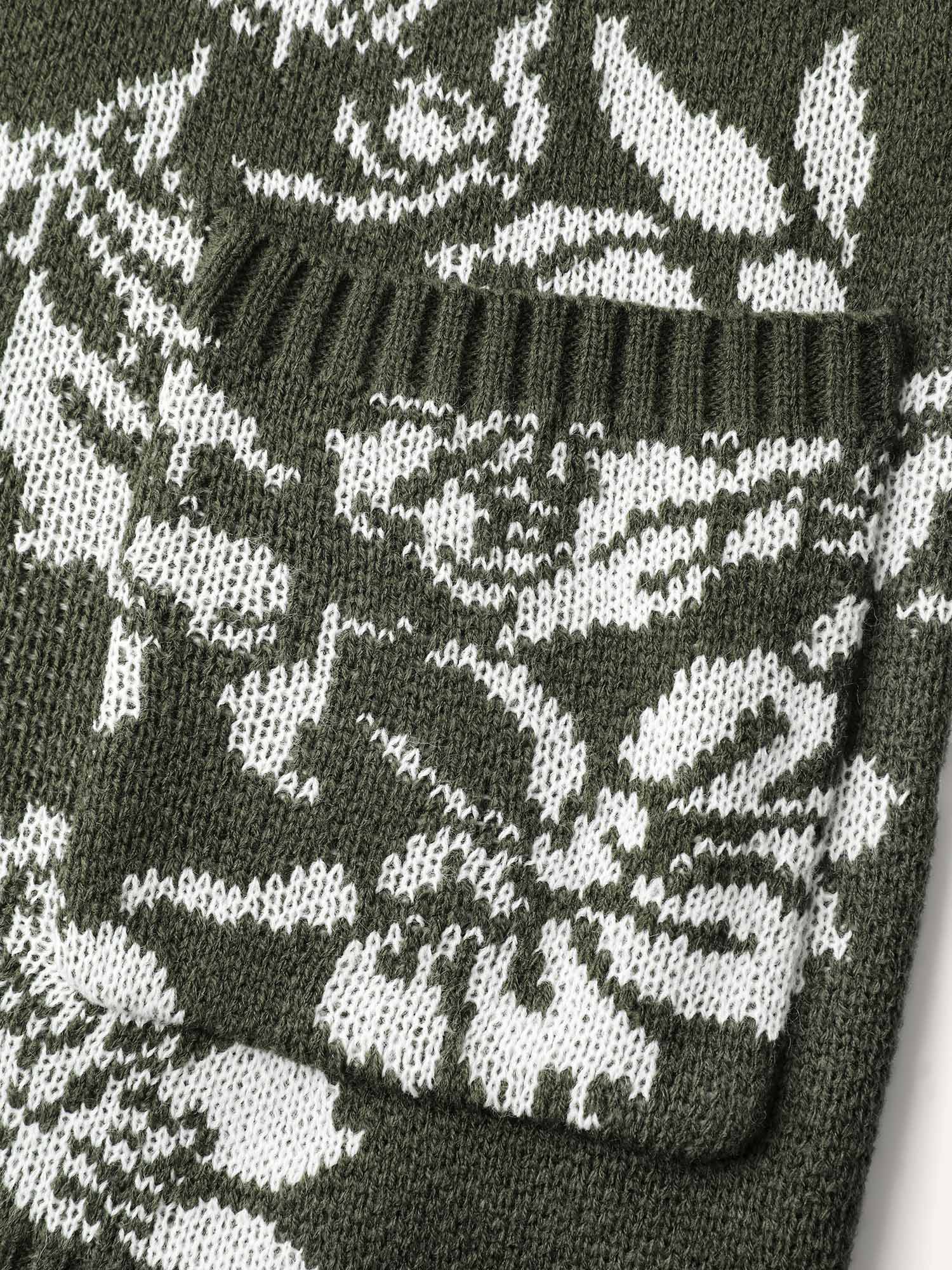 Floral Pattern V-Neck Knit Cardigan - Image 6