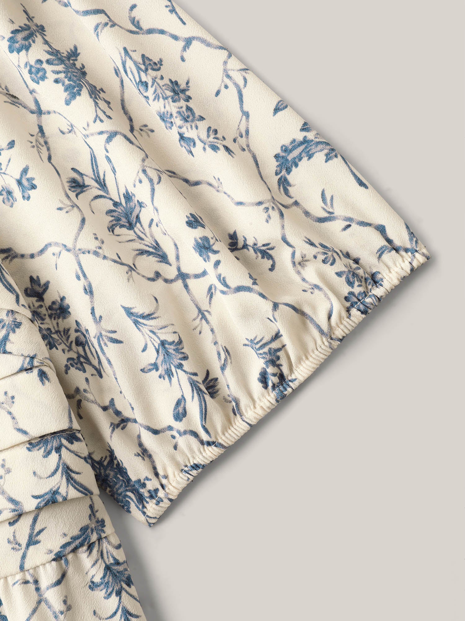 Floral Pleated Bodice Puffy Sleeve Blouse - Image 7