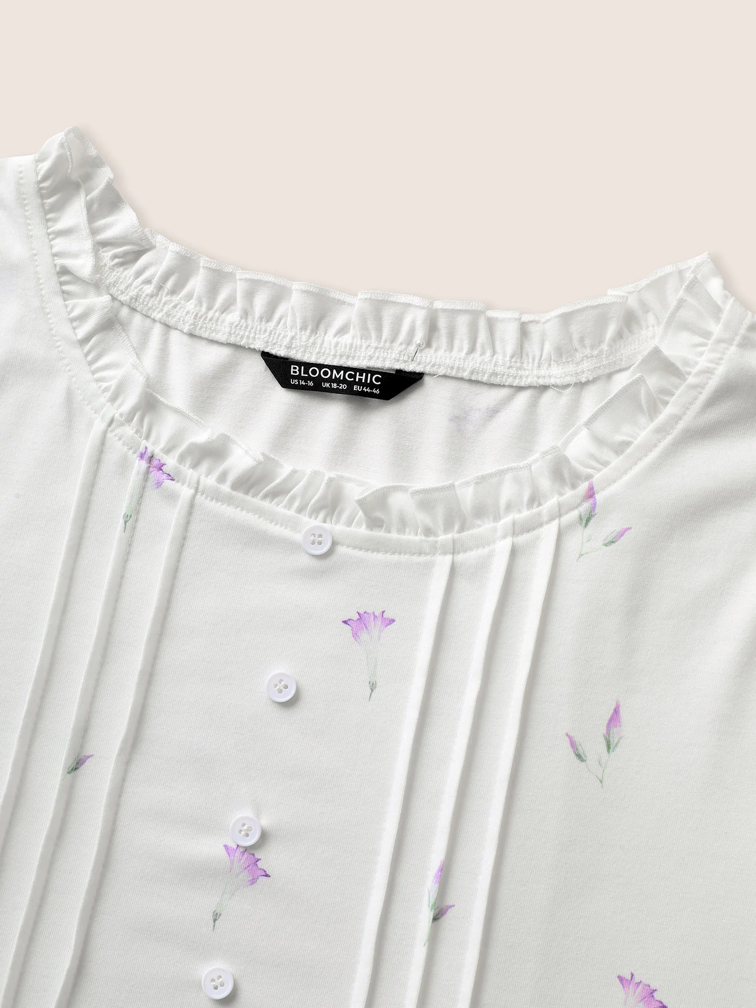 Floral Pleated Button Detail Loungewear Set - Image 11
