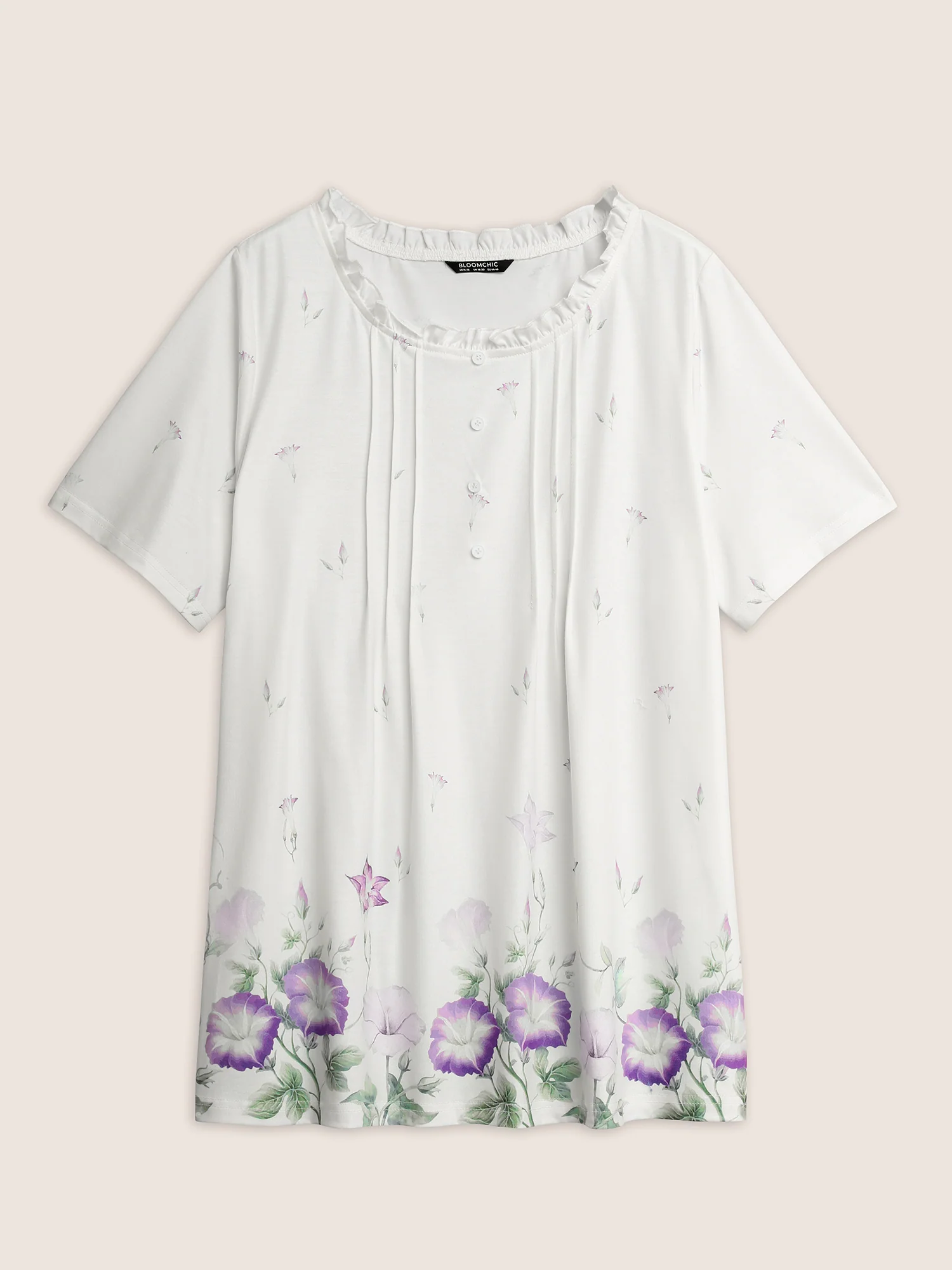 Floral Pleated Button Detail Loungewear Set - Image 12