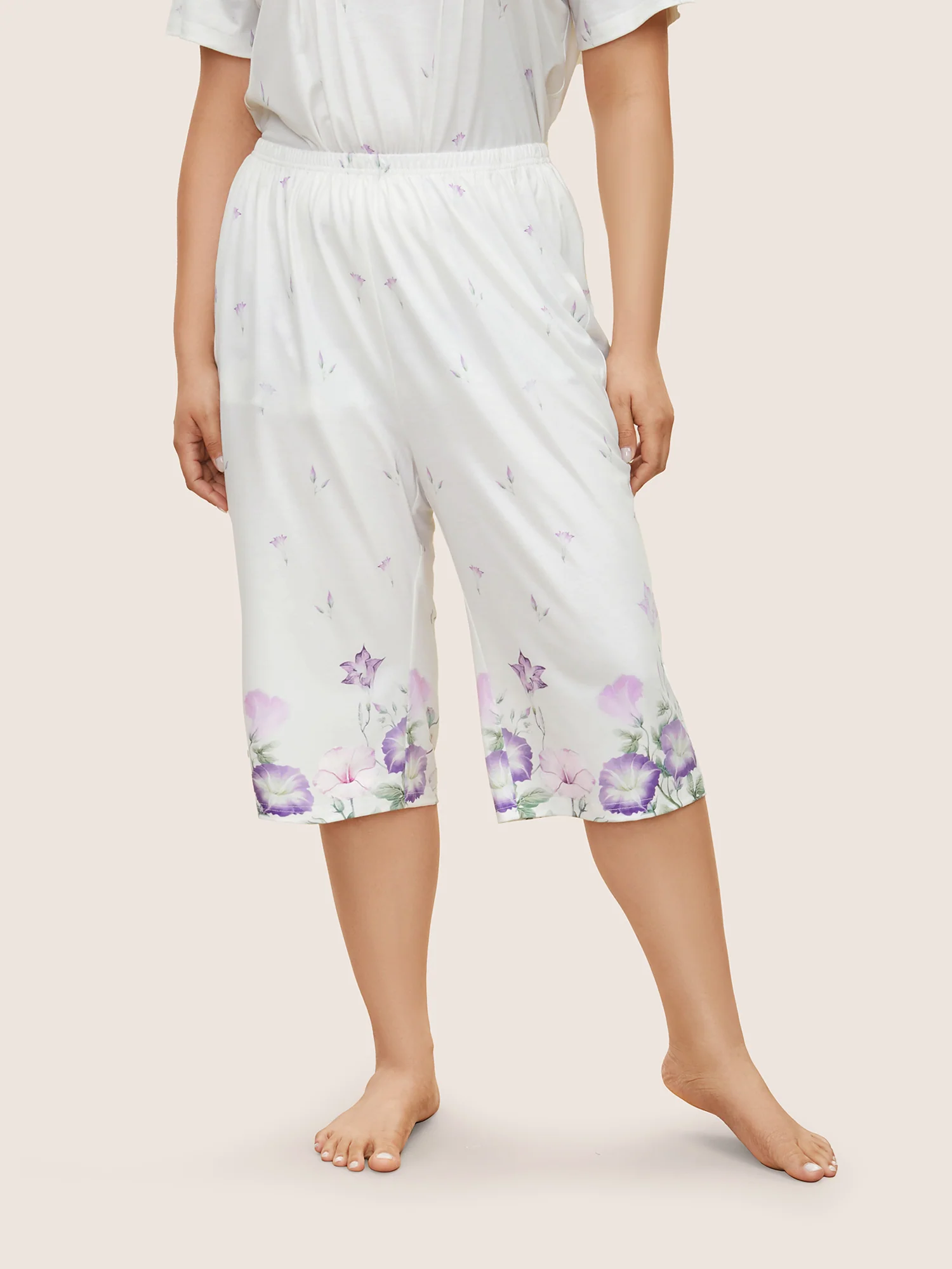 Floral Pleated Button Detail Loungewear Set - Image 3