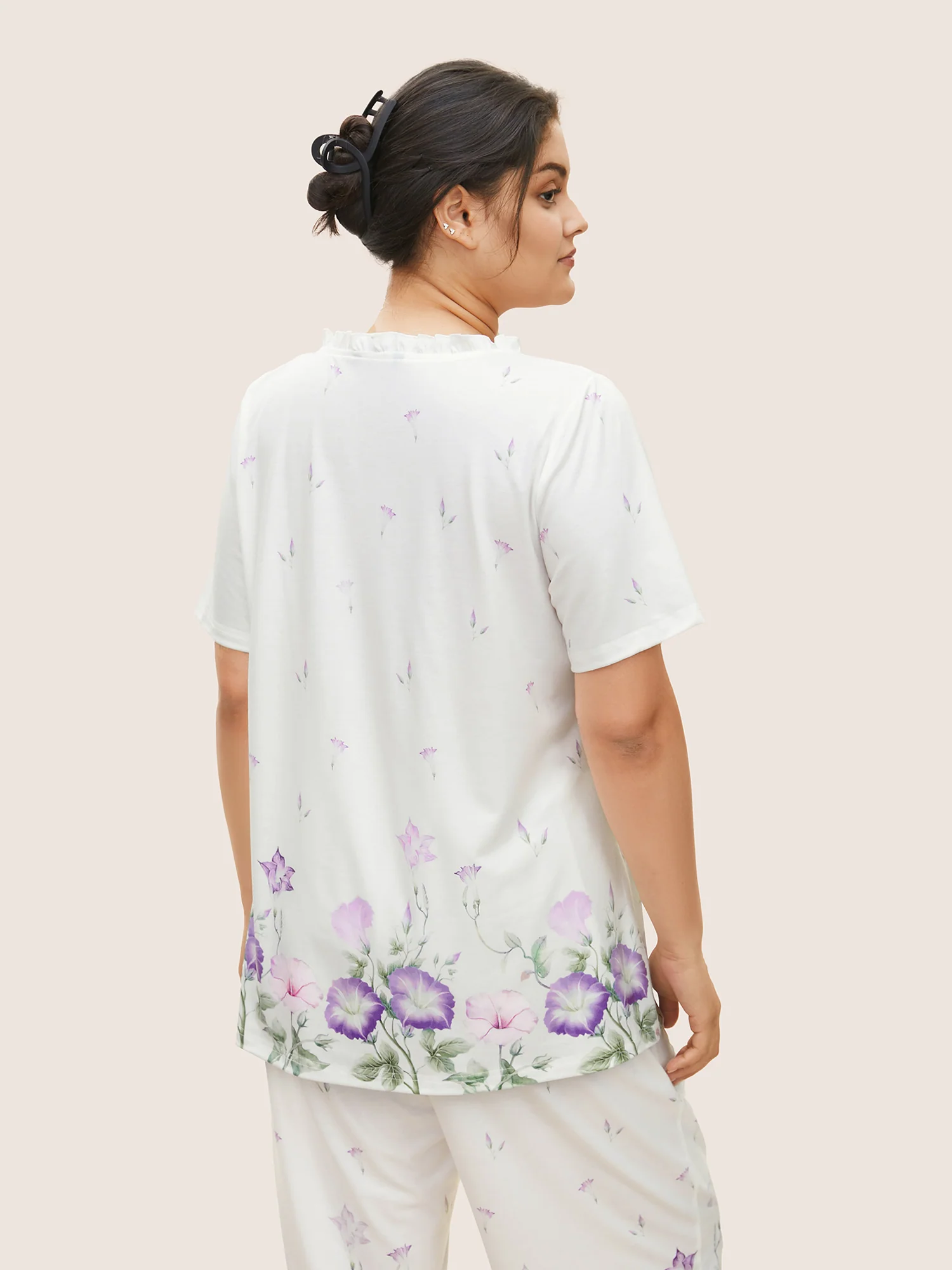 Floral Pleated Button Detail Loungewear Set - Image 5
