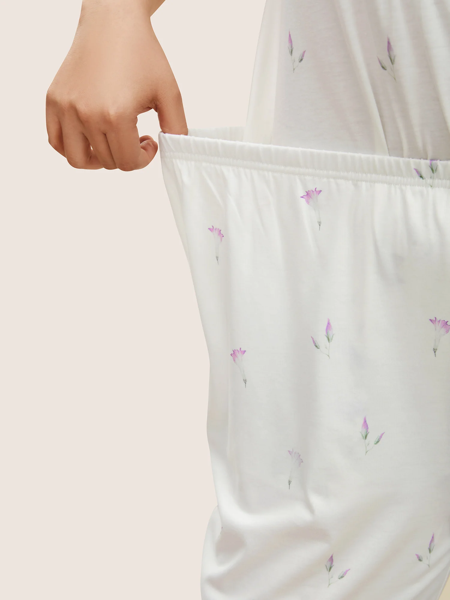 Floral Pleated Button Detail Loungewear Set - Image 8