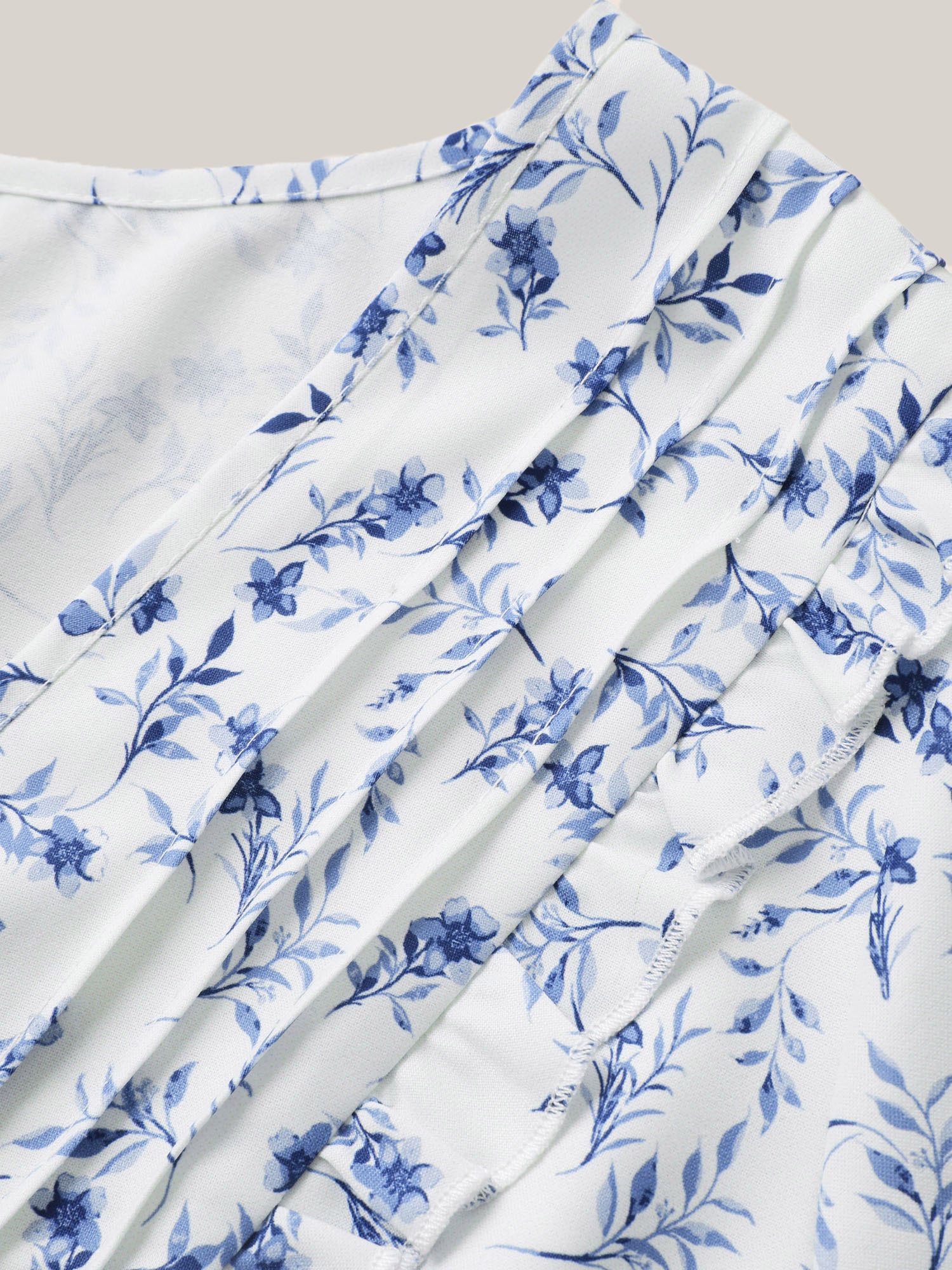 Floral Pleated Elastic Waist Ruffle Sleeve Blouse - Image 10