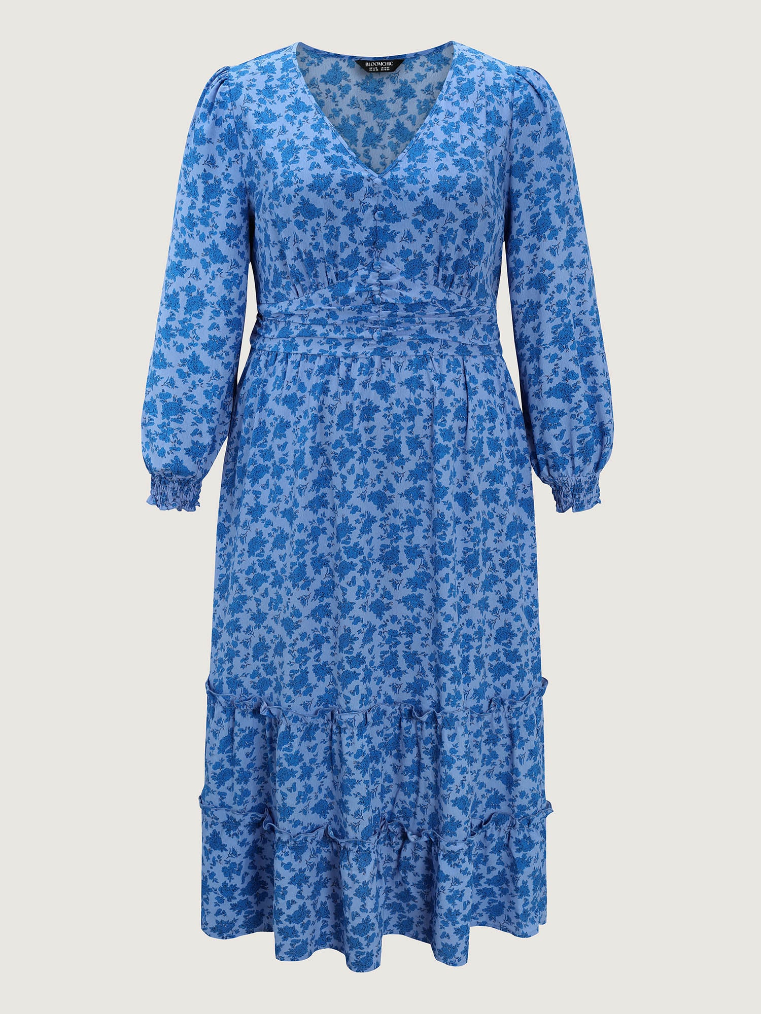 Floral Pleated Waist Button Ruffled Maxi Dress - Image 7
