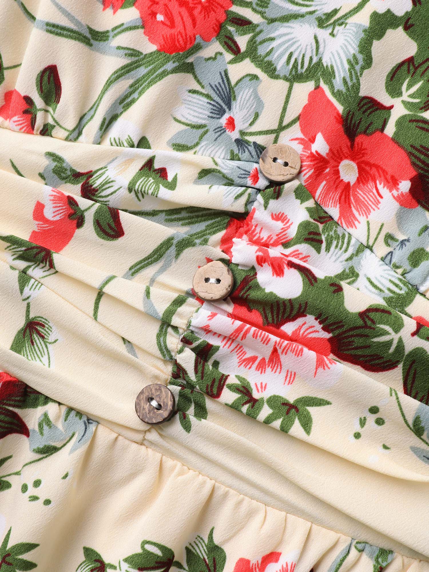 Floral Pleated Waist Pockets Midi Dress - Image 5