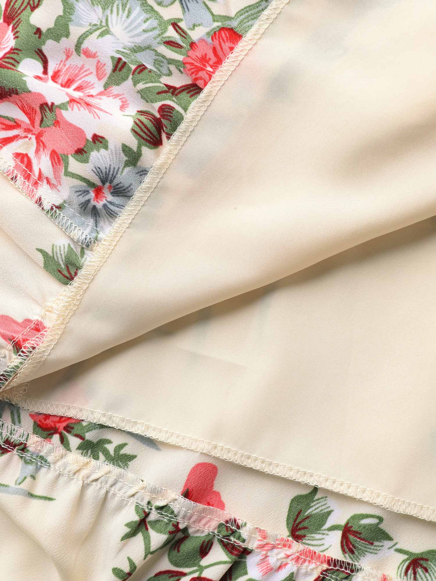 Floral Pleated Waist Pockets Midi Dress - Image 6