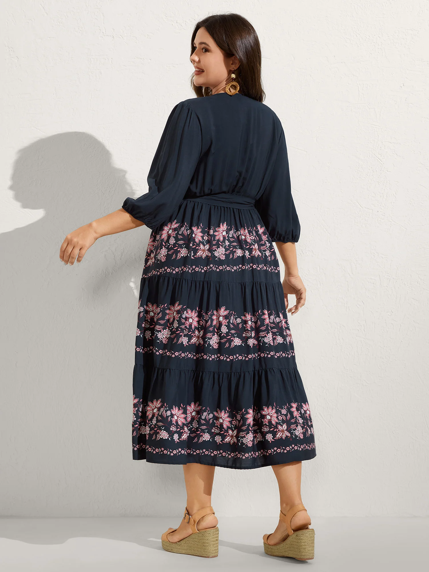 Floral Position Print Belted Maxi Dress - Image 5