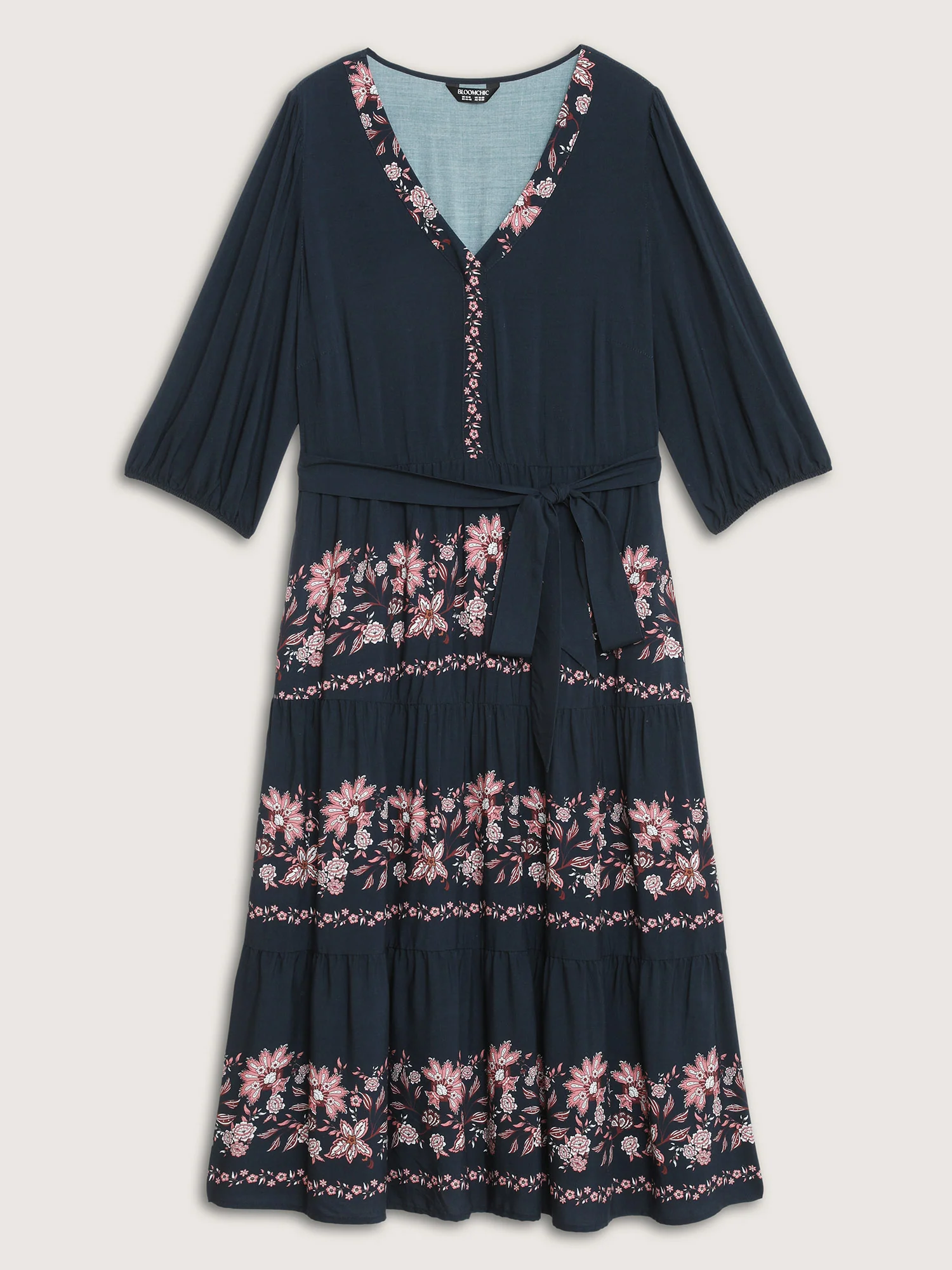 Floral Position Print Belted Maxi Dress - Image 8