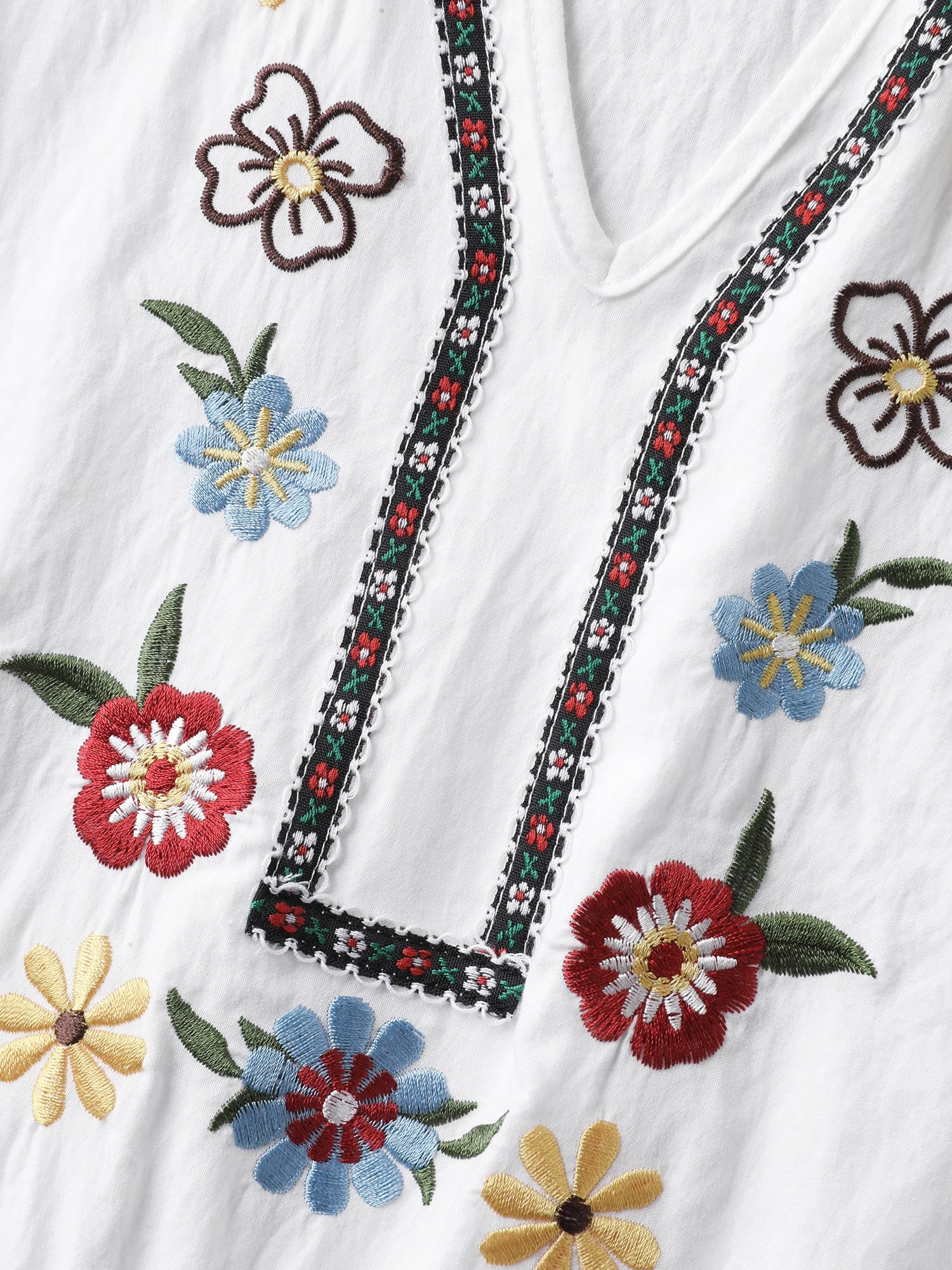 Floral Print A-Line Solid Midi Dress - Image 5