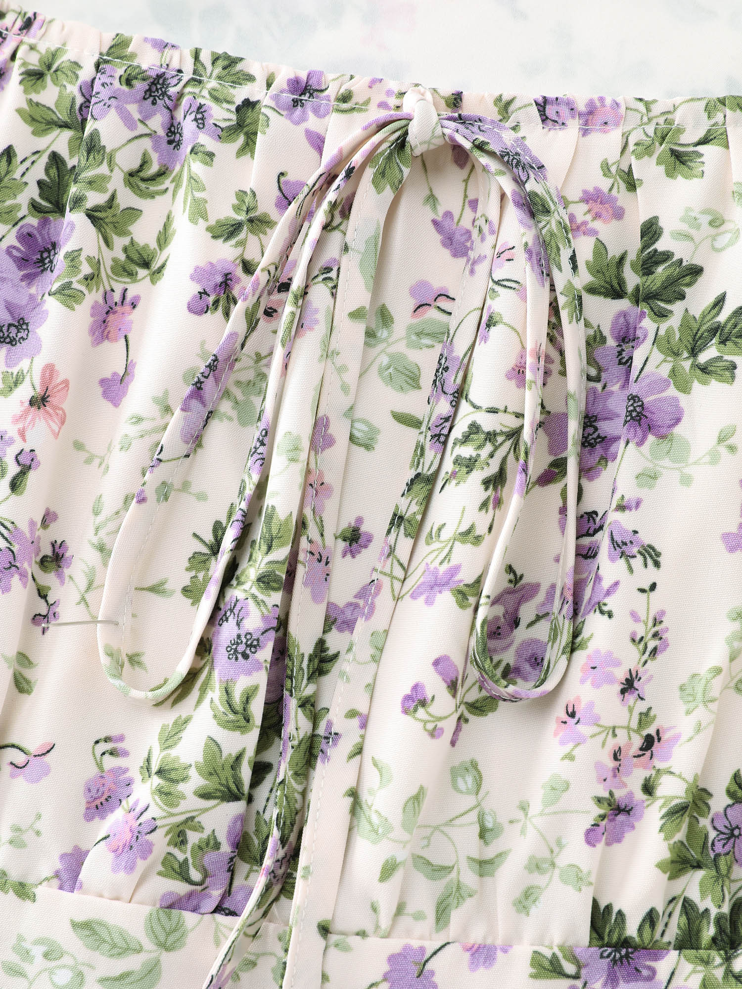 Floral Print Adjustable Bust-Tie Pockets Midi Dress - Image 6