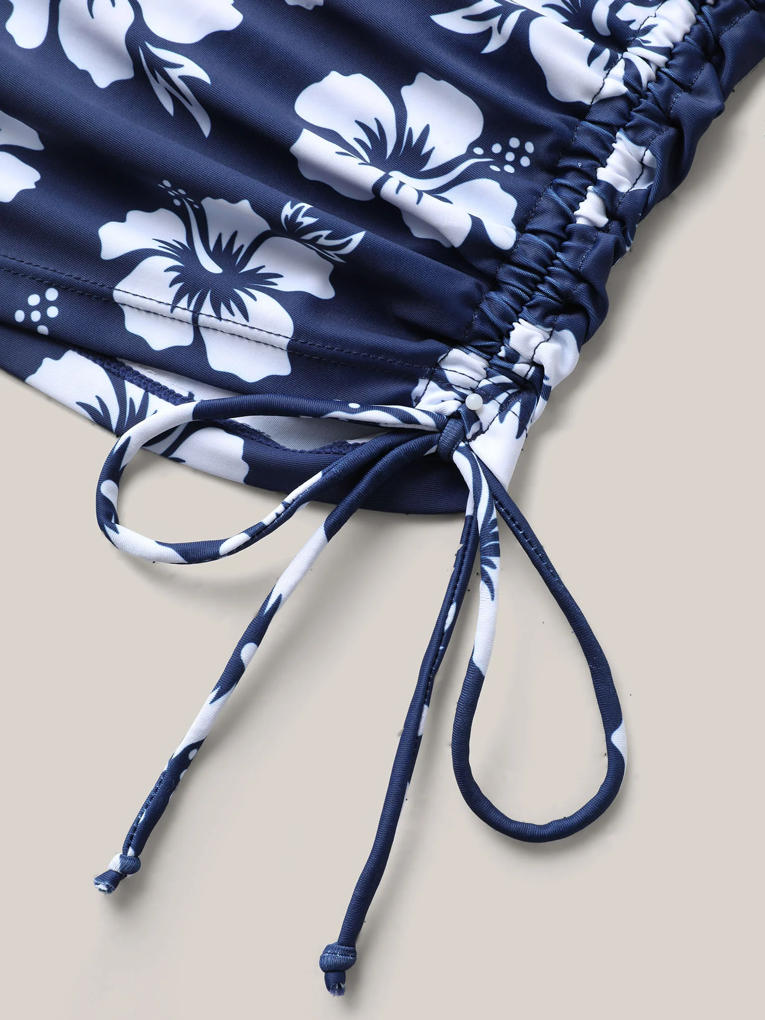 Floral Print Adjustable Drawstring Swim Top - Image 10