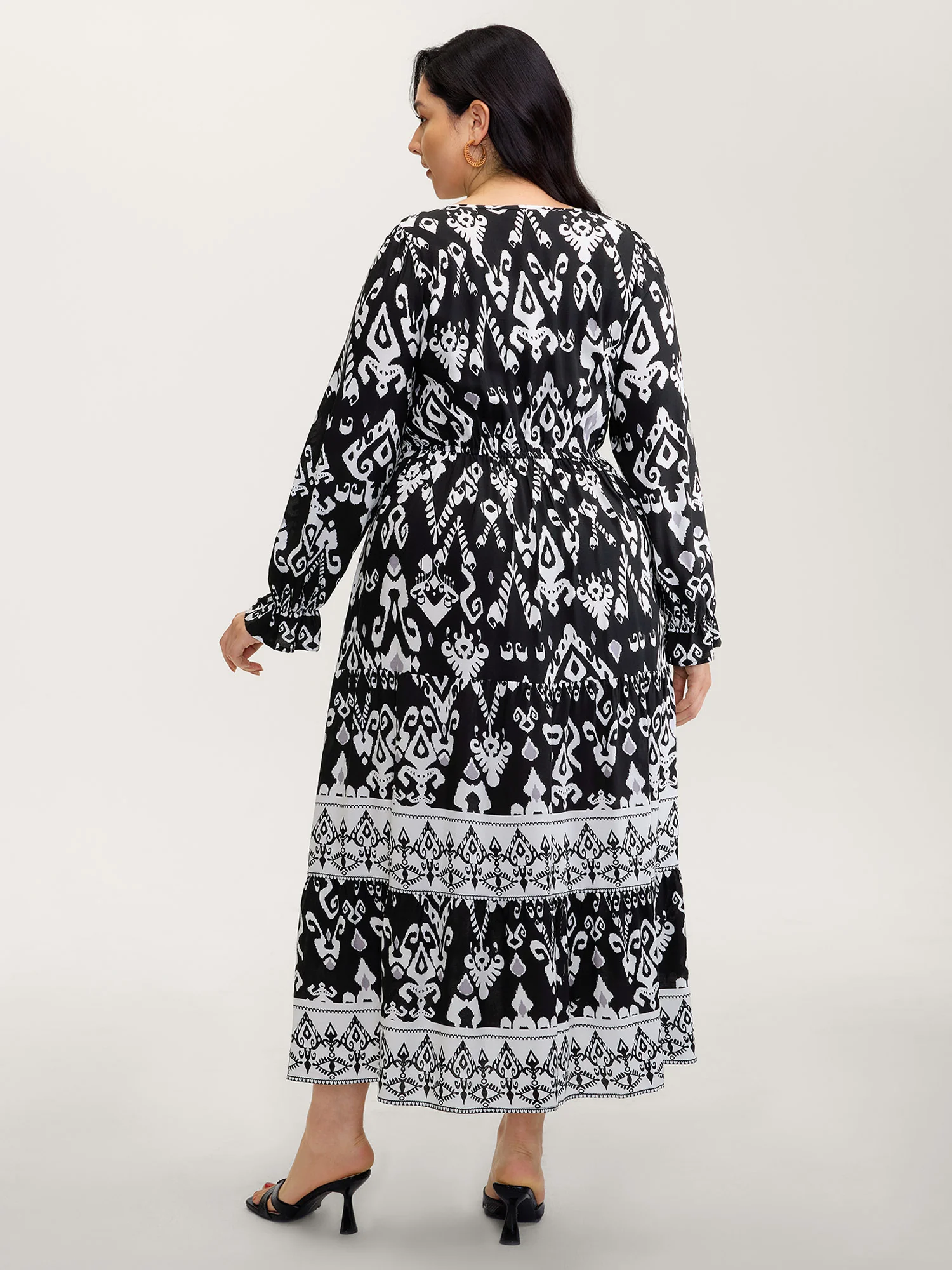 Floral Print Adjustable Drawstring Waist Midi Dress - Image 4