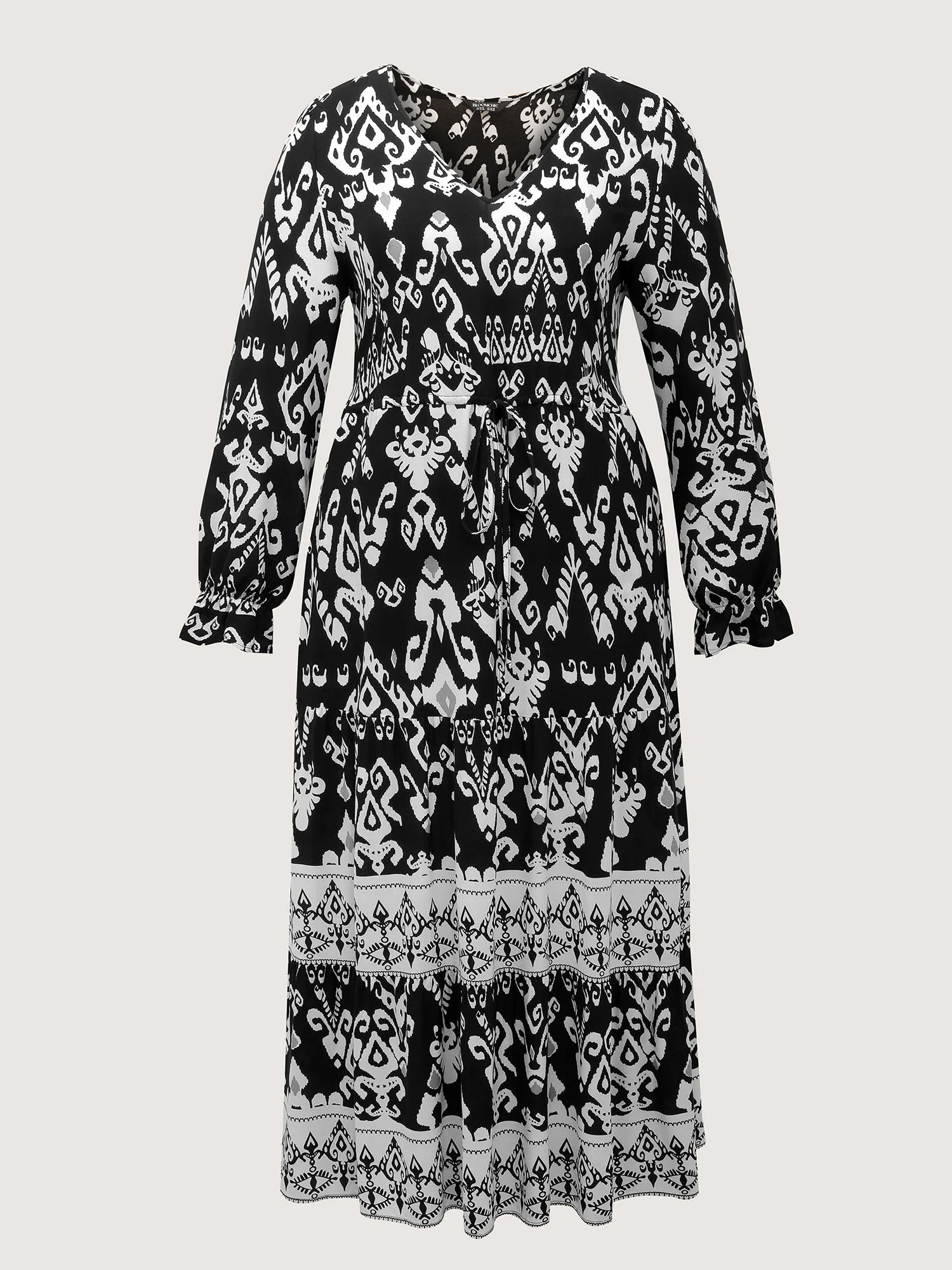 Floral Print Adjustable Drawstring Waist Midi Dress - Image 7
